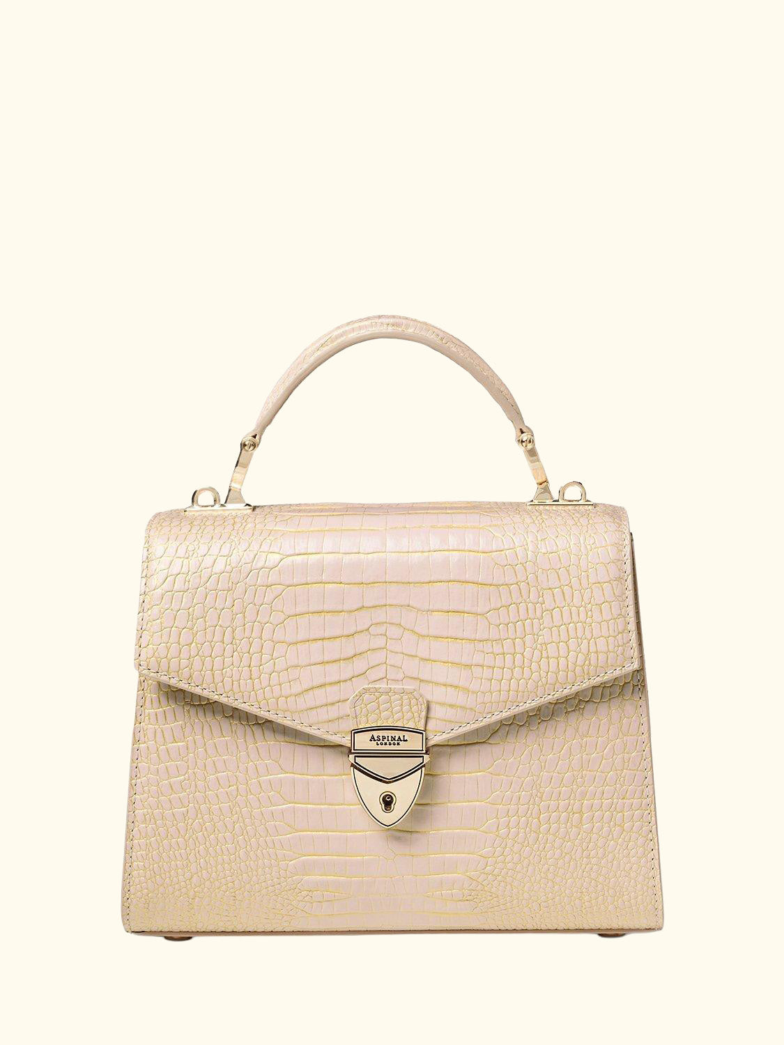 Midi Mayfair Reptile Effect Cross Body Bag, Champagne