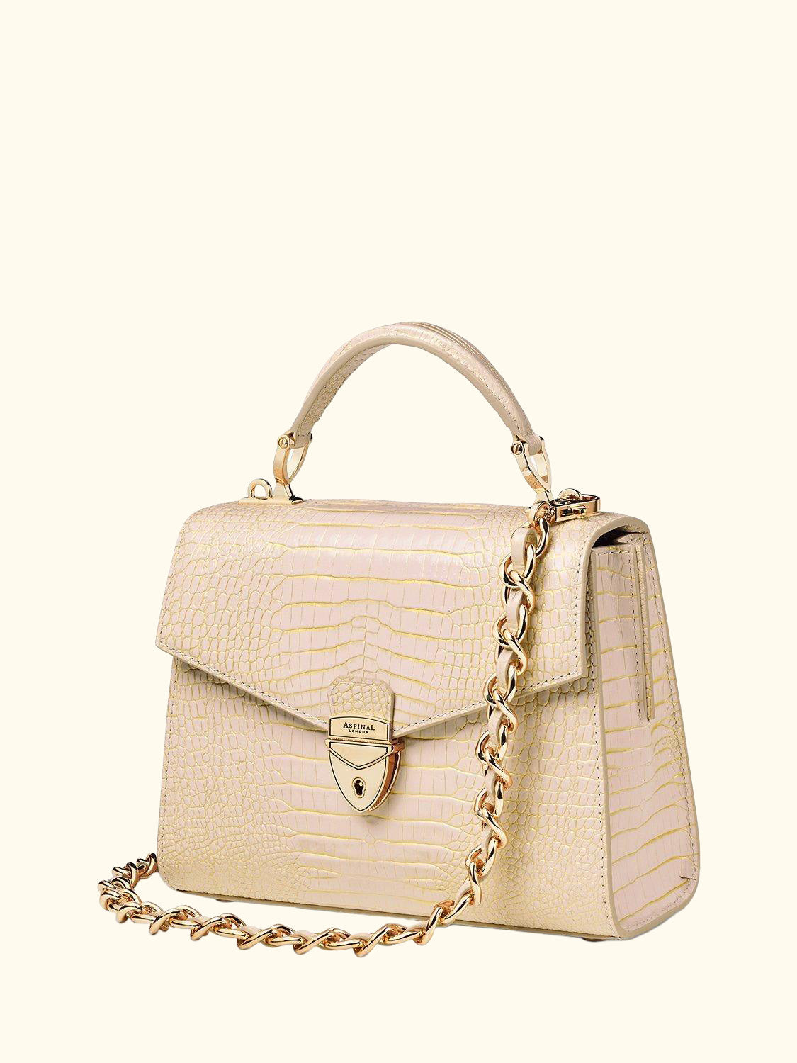 Midi Mayfair Reptile Effect Cross Body Bag, Champagne