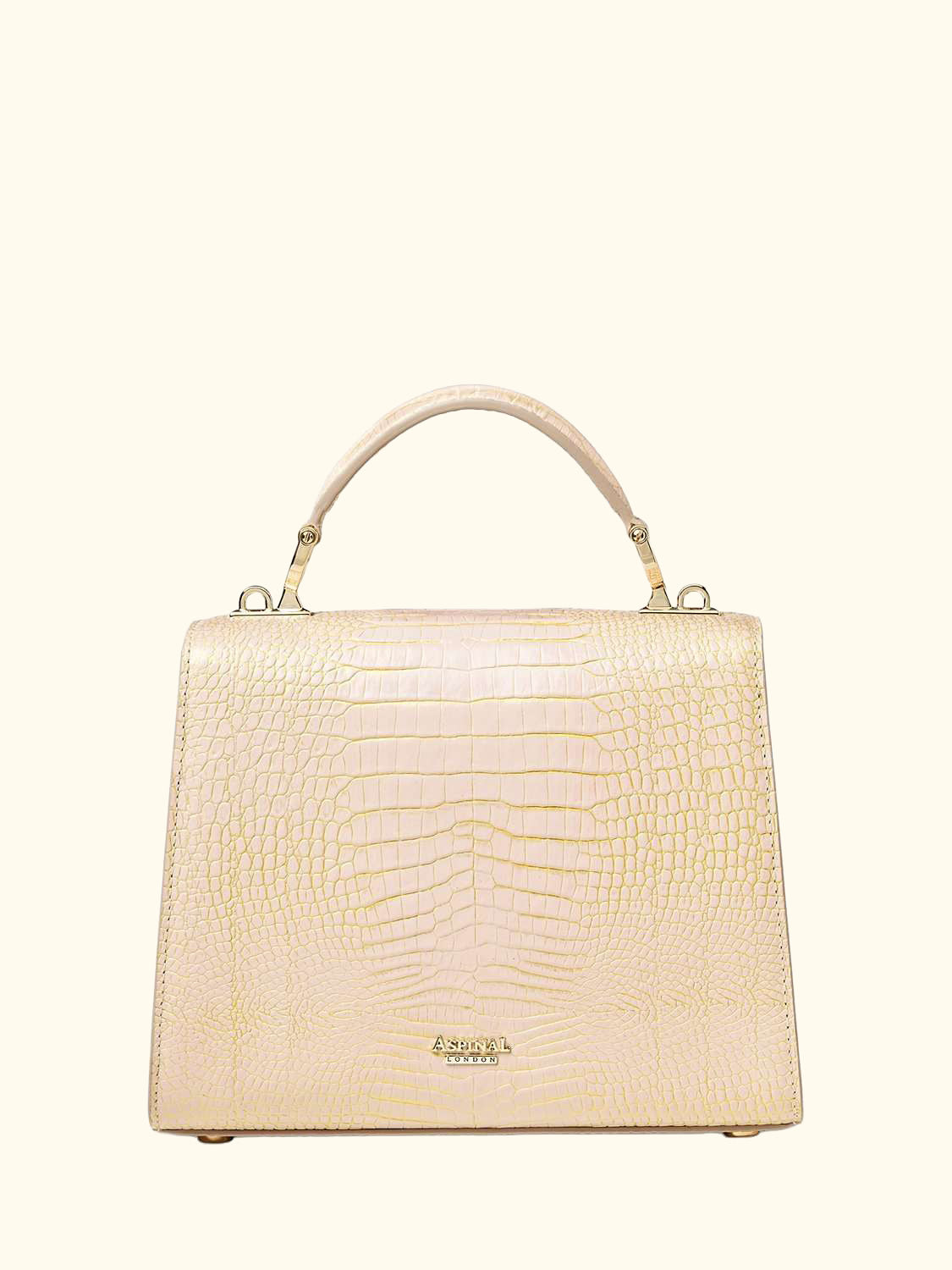 Midi Mayfair Reptile Effect Cross Body Bag, Champagne