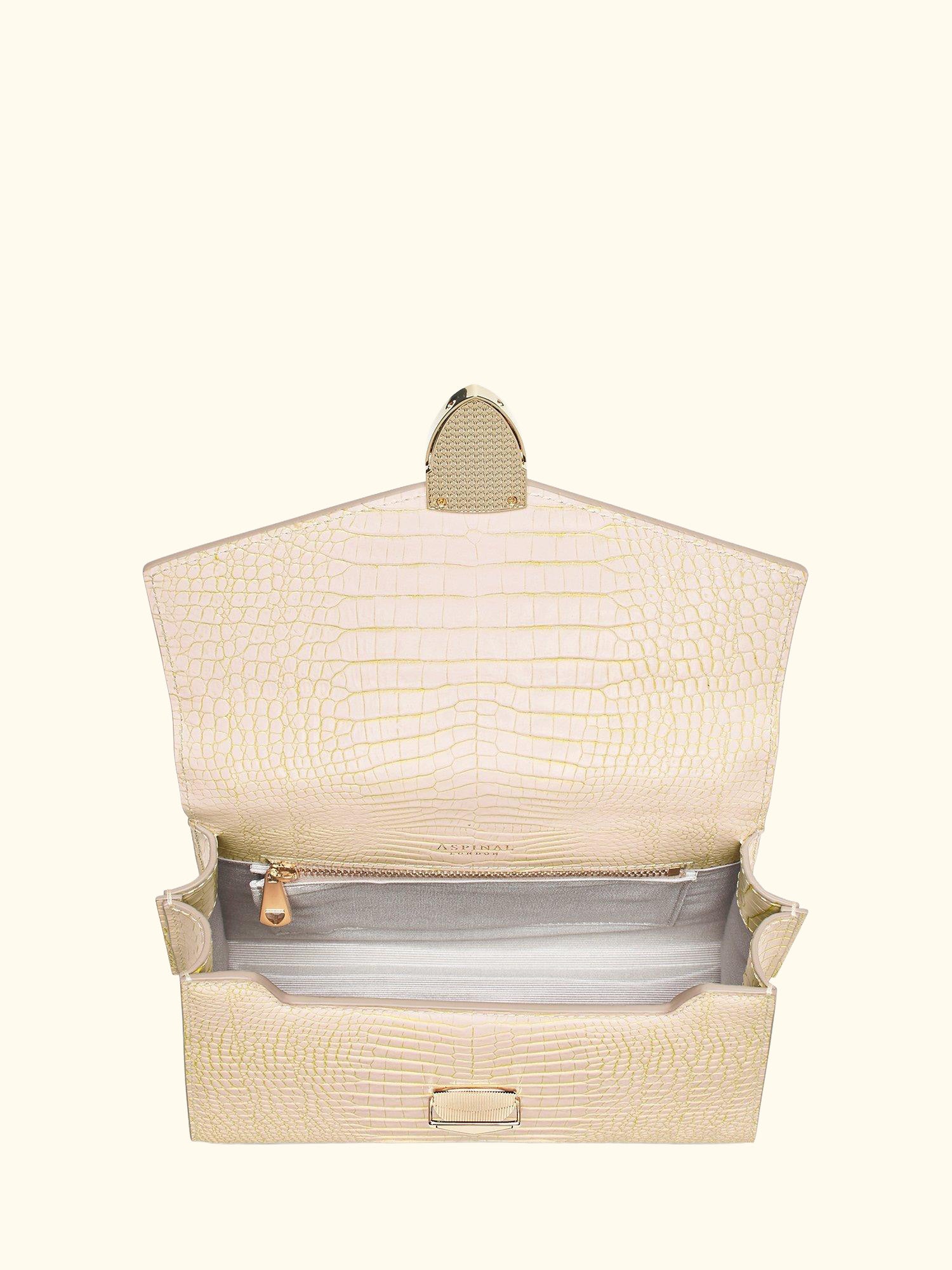 Midi Mayfair Reptile Effect Cross Body Bag, Champagne