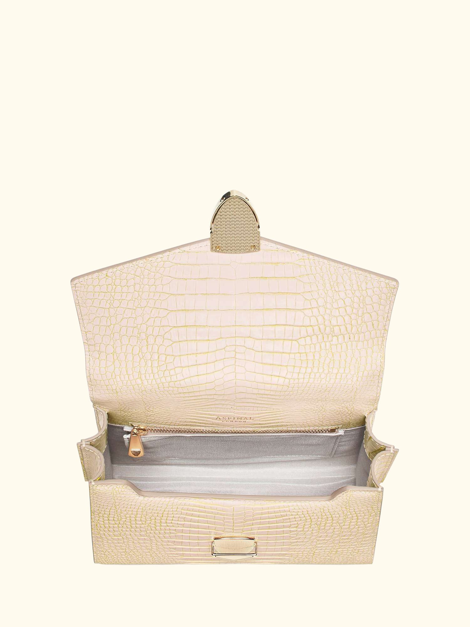 Midi Mayfair Reptile Effect Cross Body Bag, Champagne