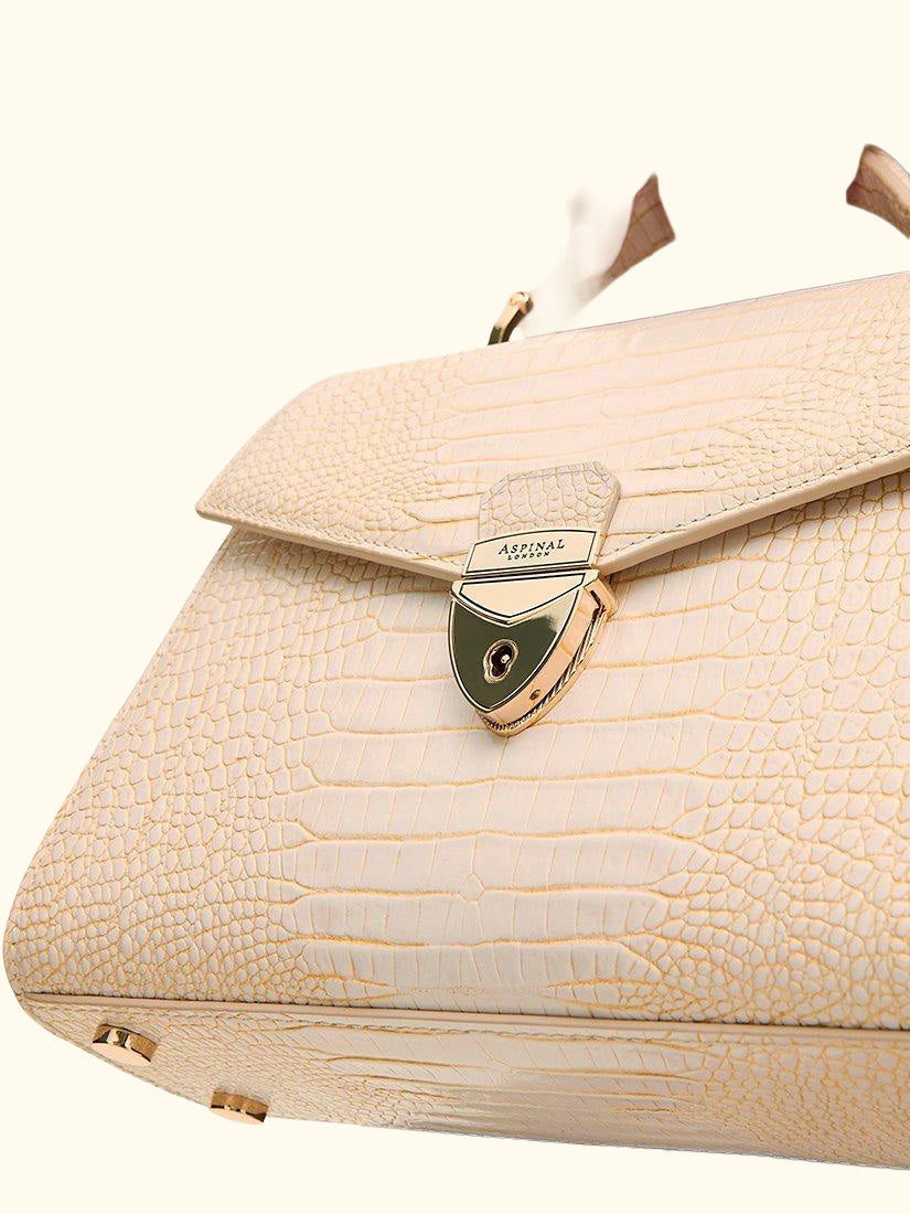 Midi Mayfair Reptile Effect Cross Body Bag, Champagne
