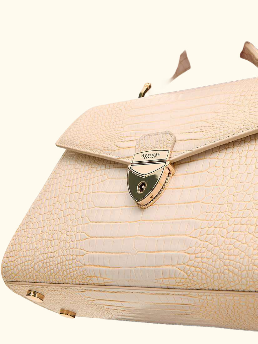 Midi Mayfair Reptile Effect Cross Body Bag, Champagne