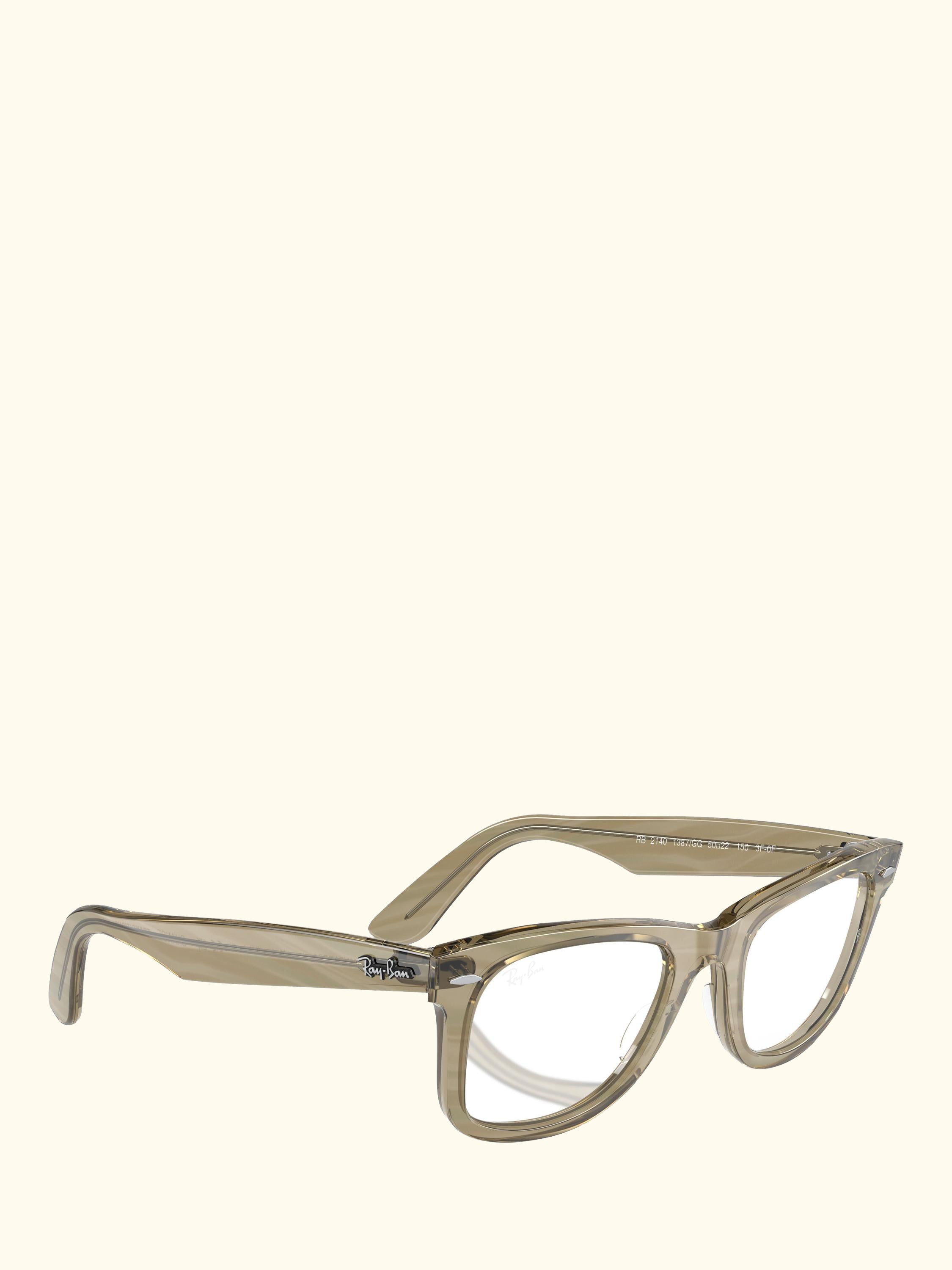 RB2140 Men's D-Frame Sunglasses, Photo Striped Grey/Clear