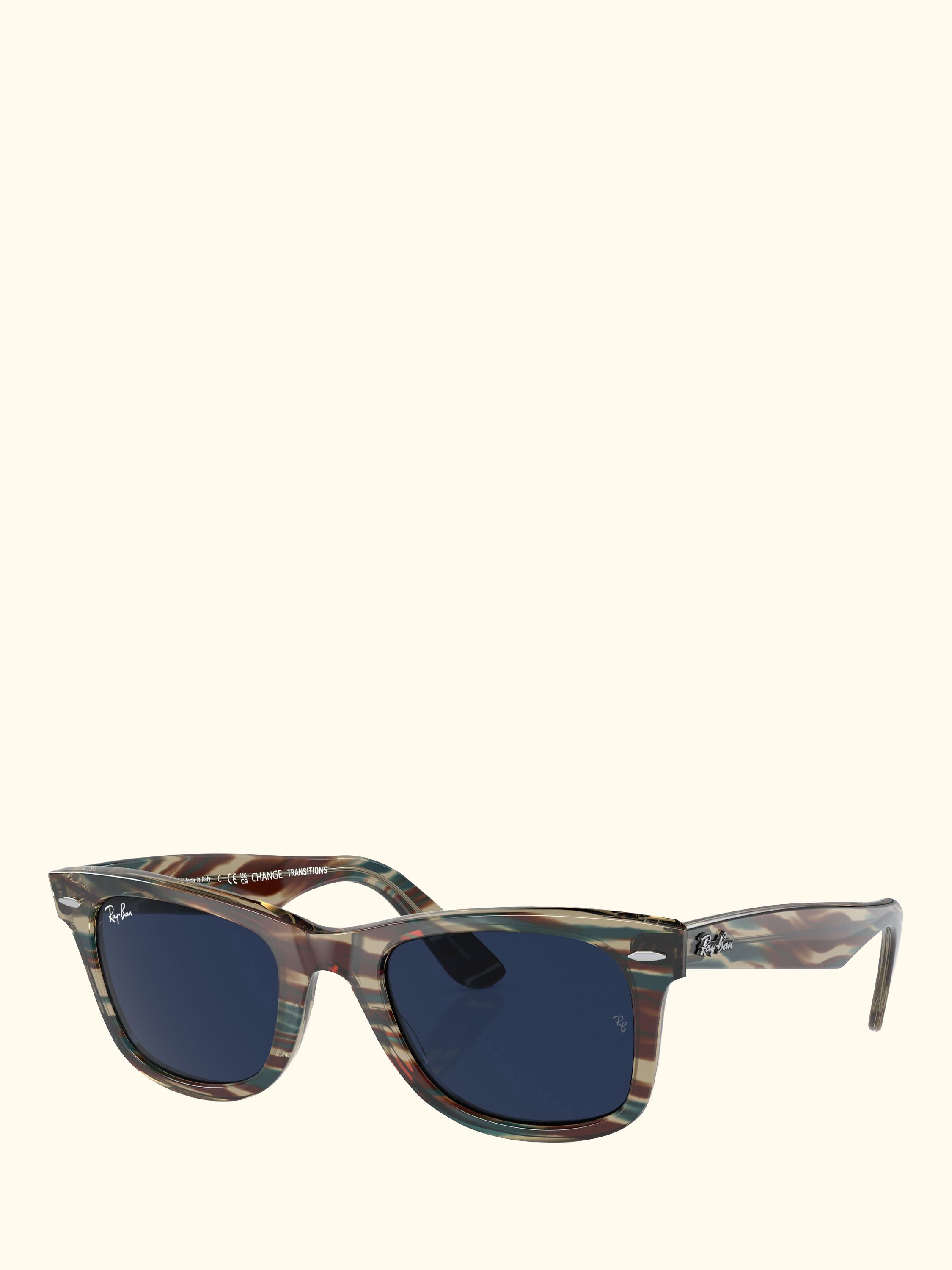 RB2140 Men's D-Frame Sunglasses, Photo Striped Grey/Clear