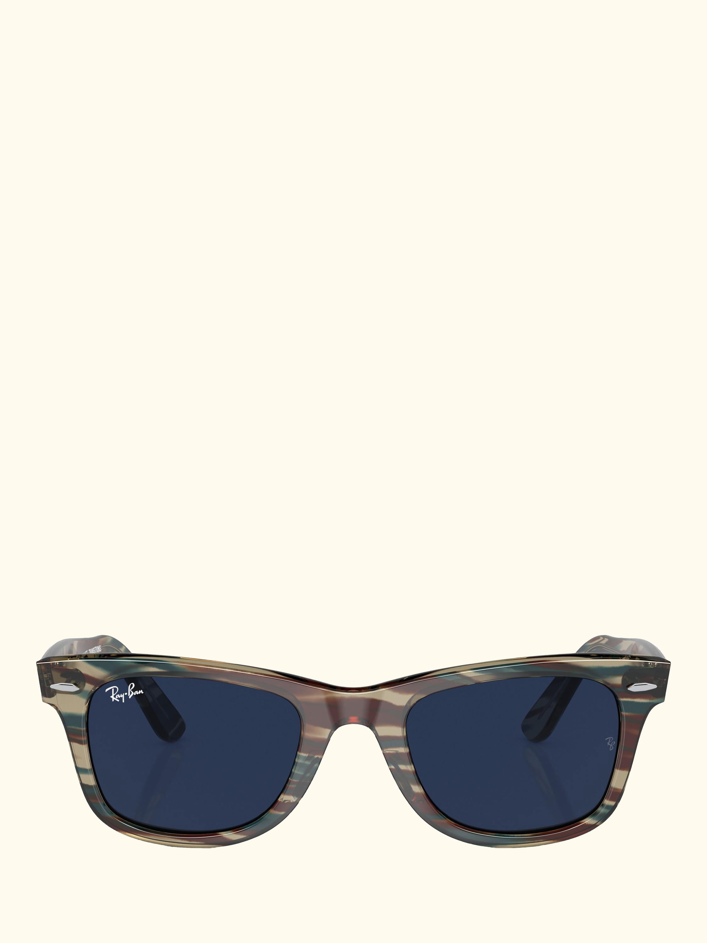RB2140 Men's D-Frame Sunglasses, Photo Striped Grey/Clear
