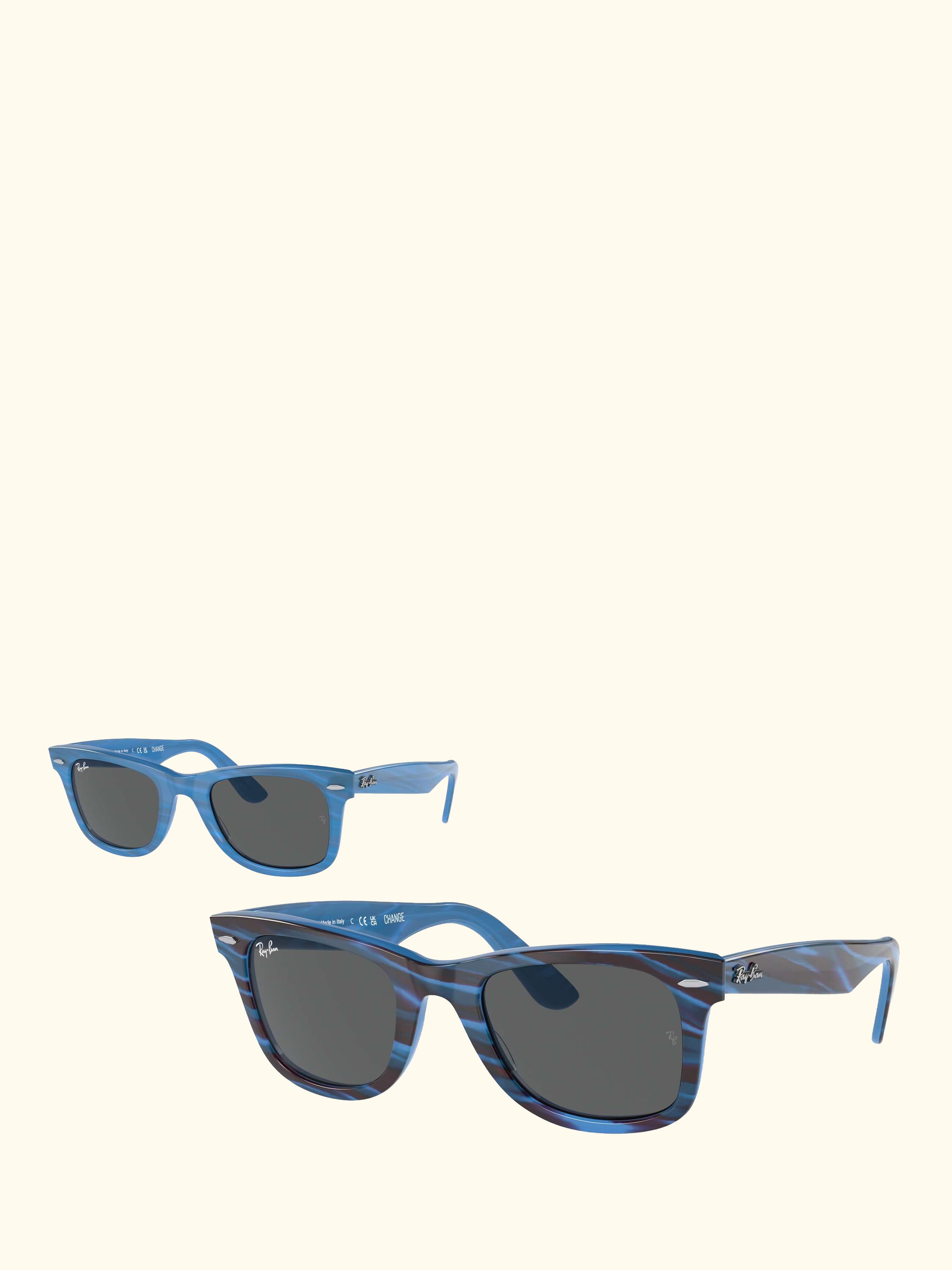 RB2140 Men's Rectangular Sunglasses, Photo Striped Blue