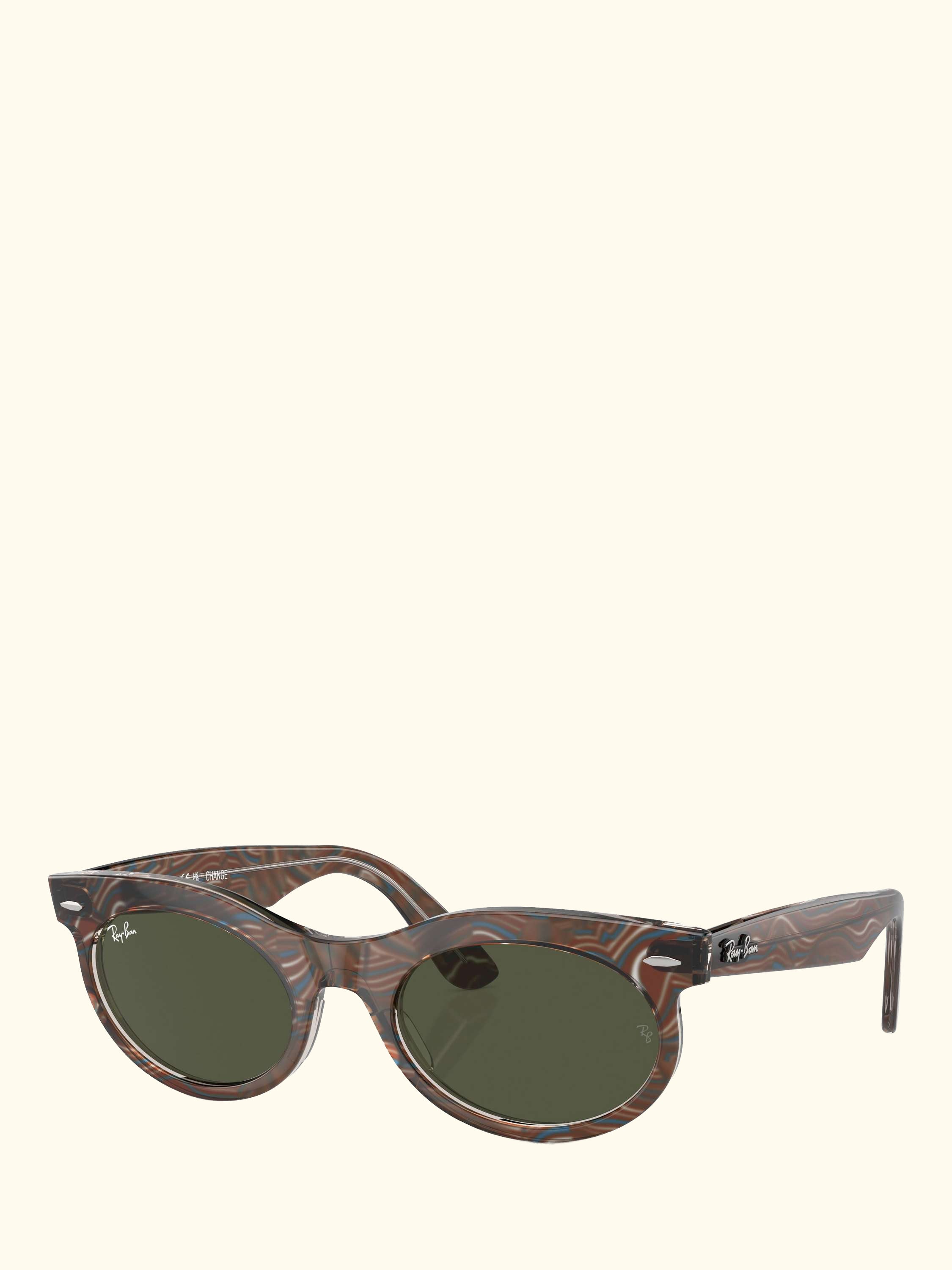 RB2242 Women's Oval Sunglasses, Photo Waves Grey