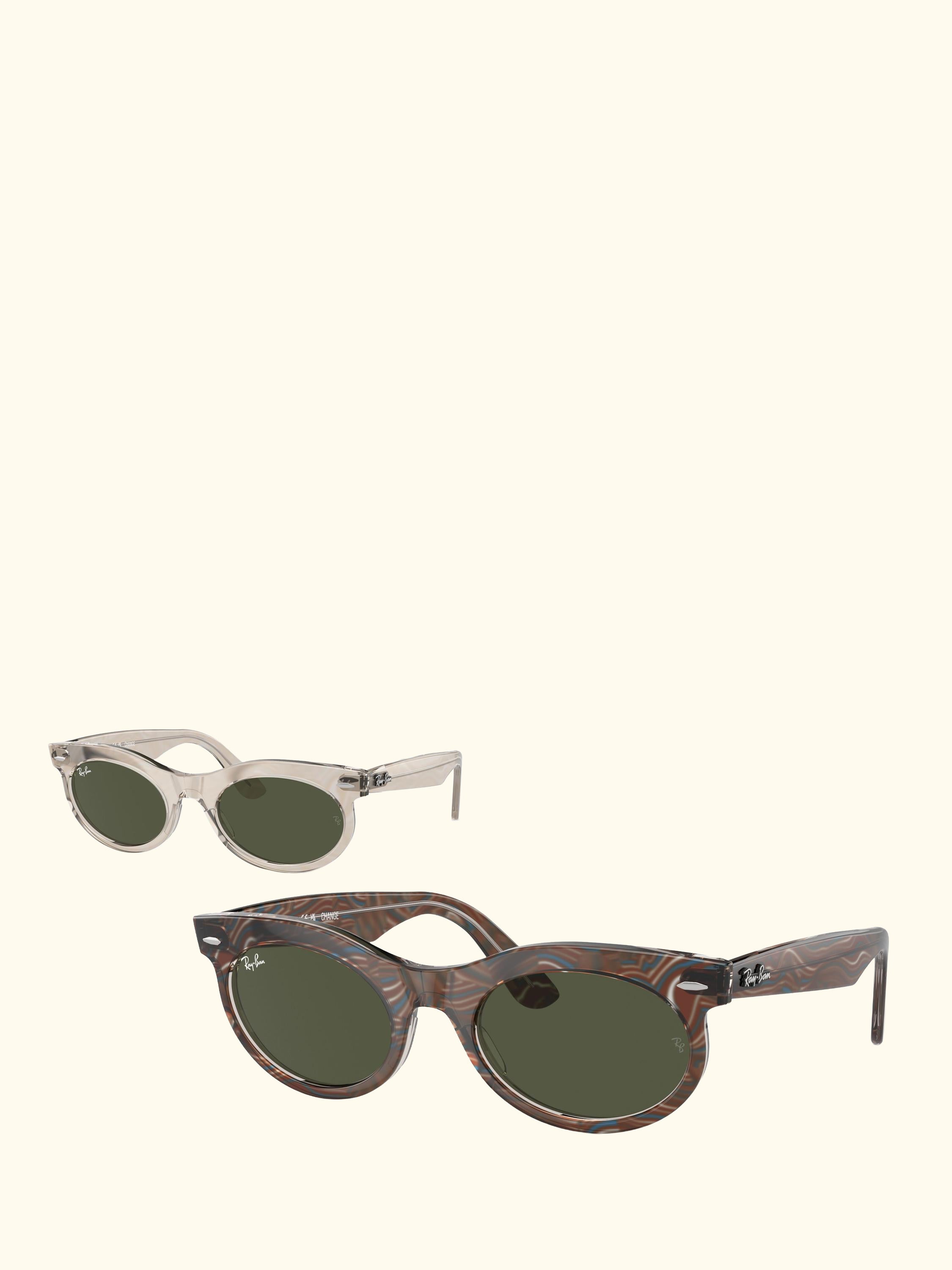 RB2242 Women's Oval Sunglasses, Photo Waves Grey
