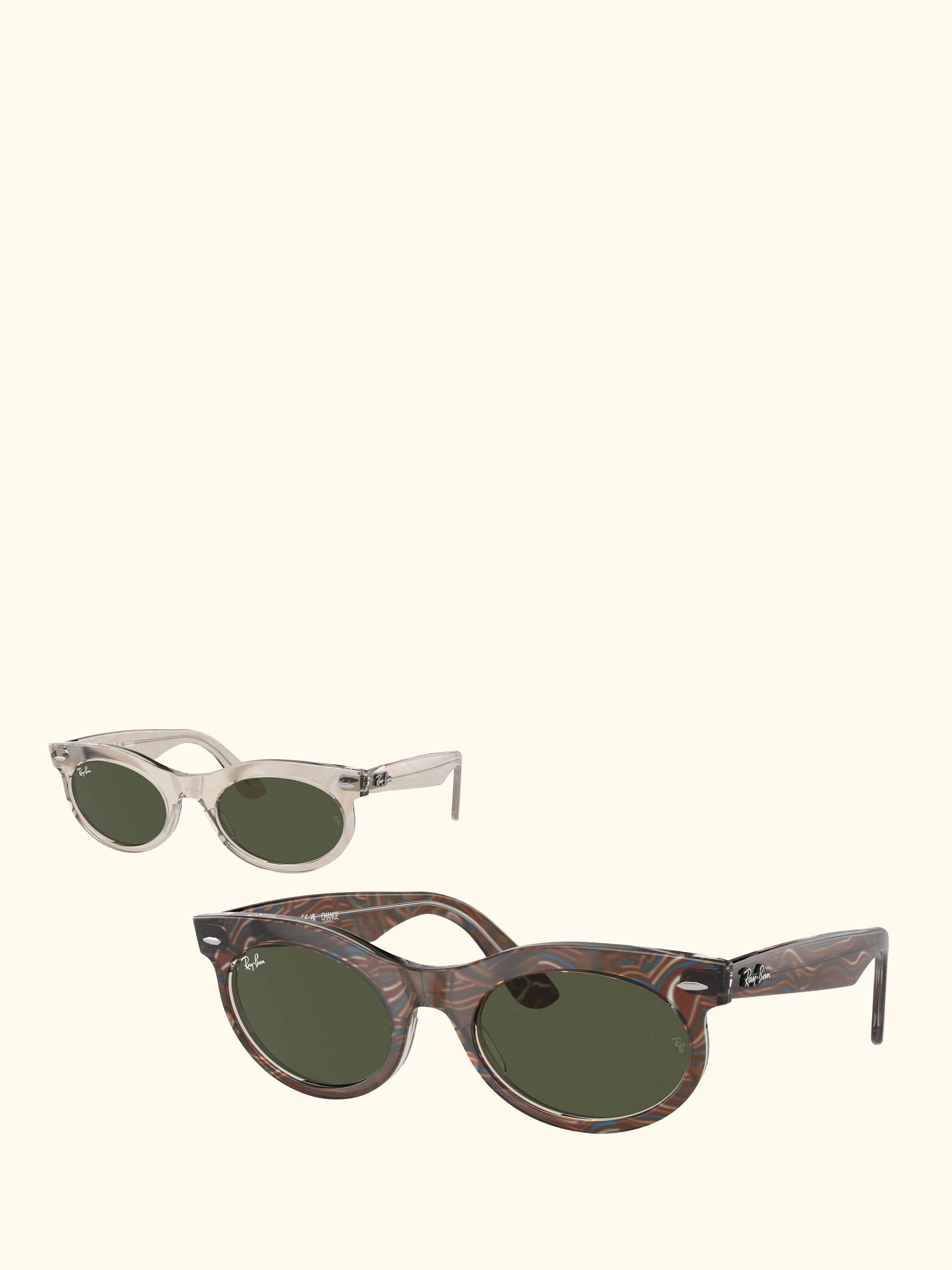 RB2242 Women's Oval Sunglasses, Photo Waves Grey