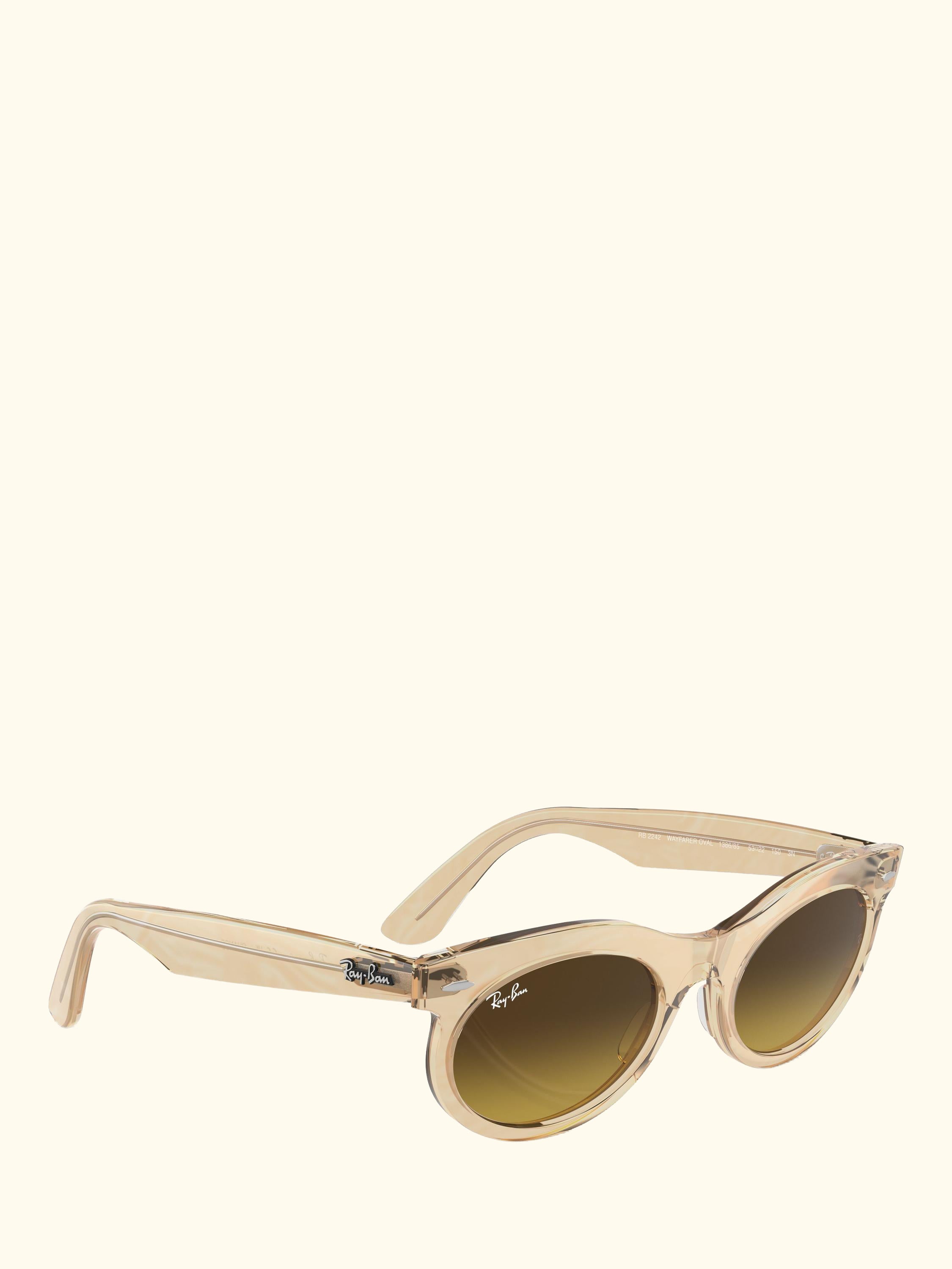 RB2242 Women's Oval Sunglasses, Photo Waves Brown