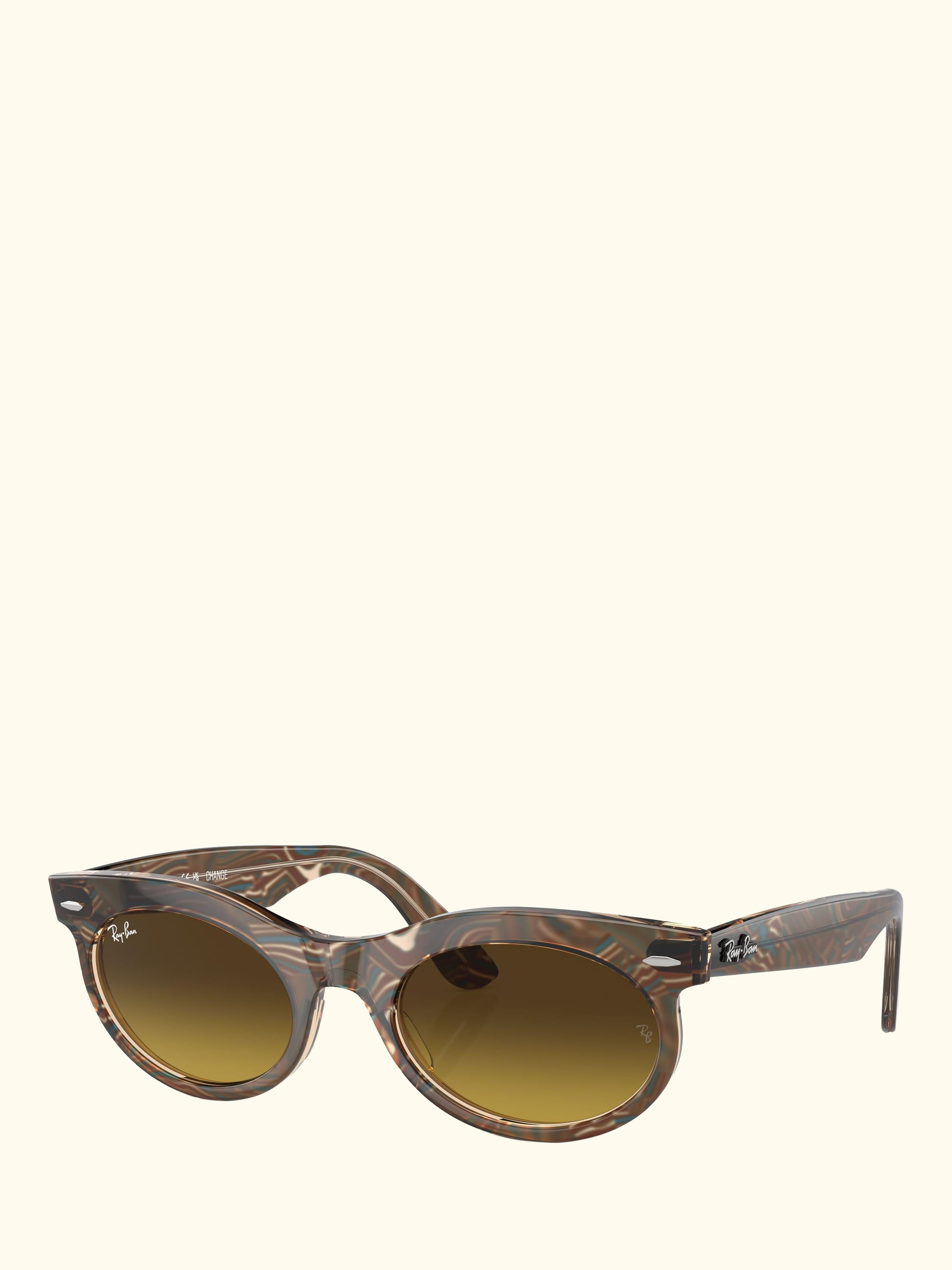 RB2242 Women's Oval Sunglasses, Photo Waves Brown