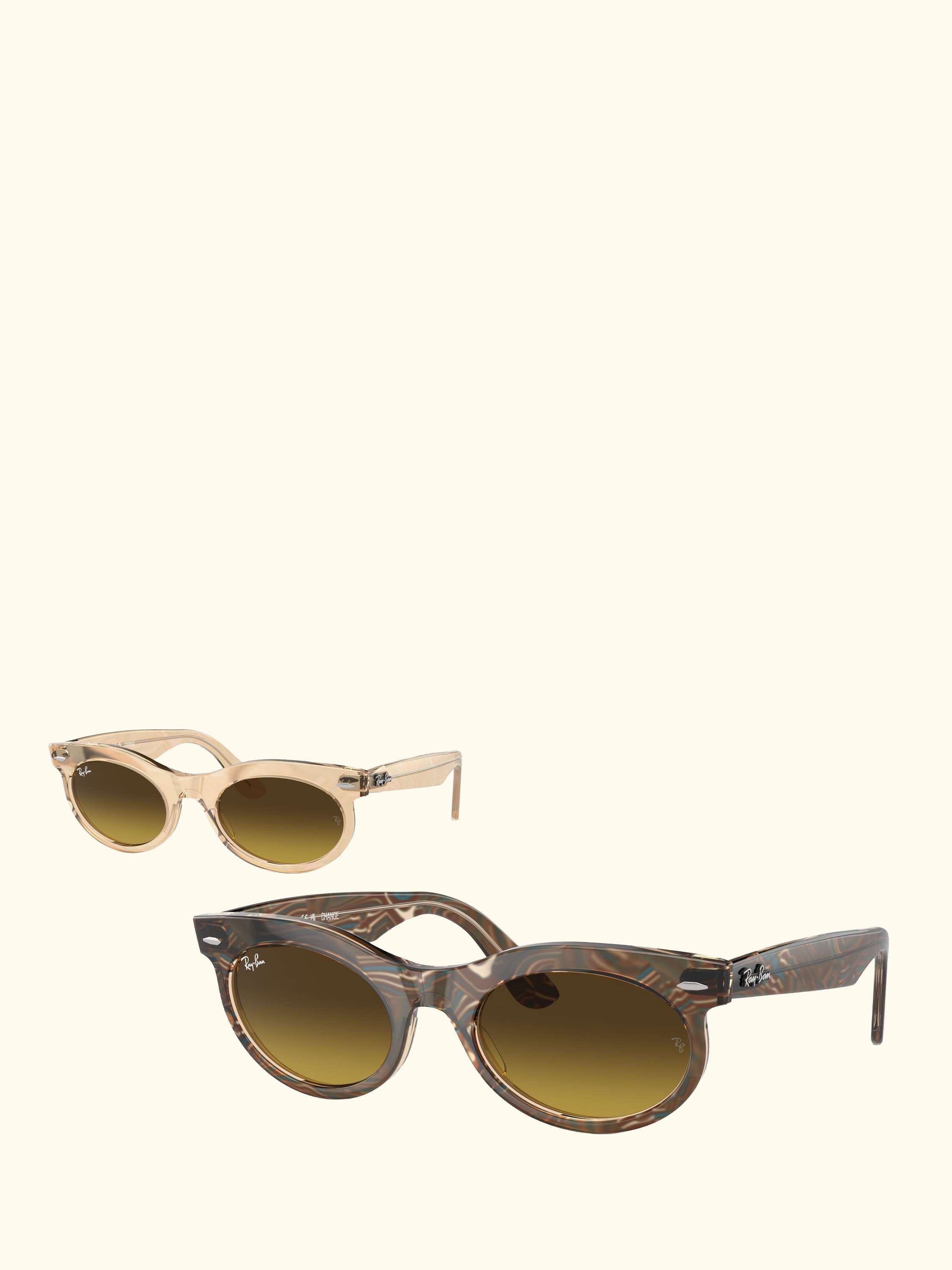 RB2242 Women's Oval Sunglasses, Photo Waves Brown