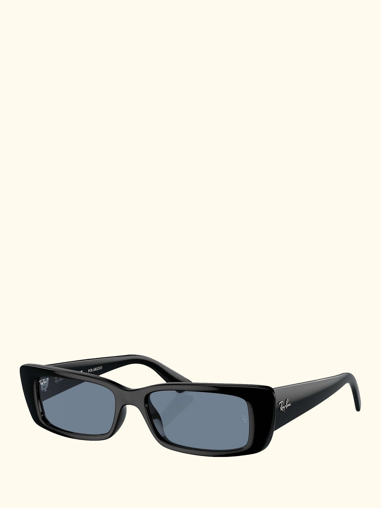 RB44256 Women's Polarised Rectangular Sunglasses, Black