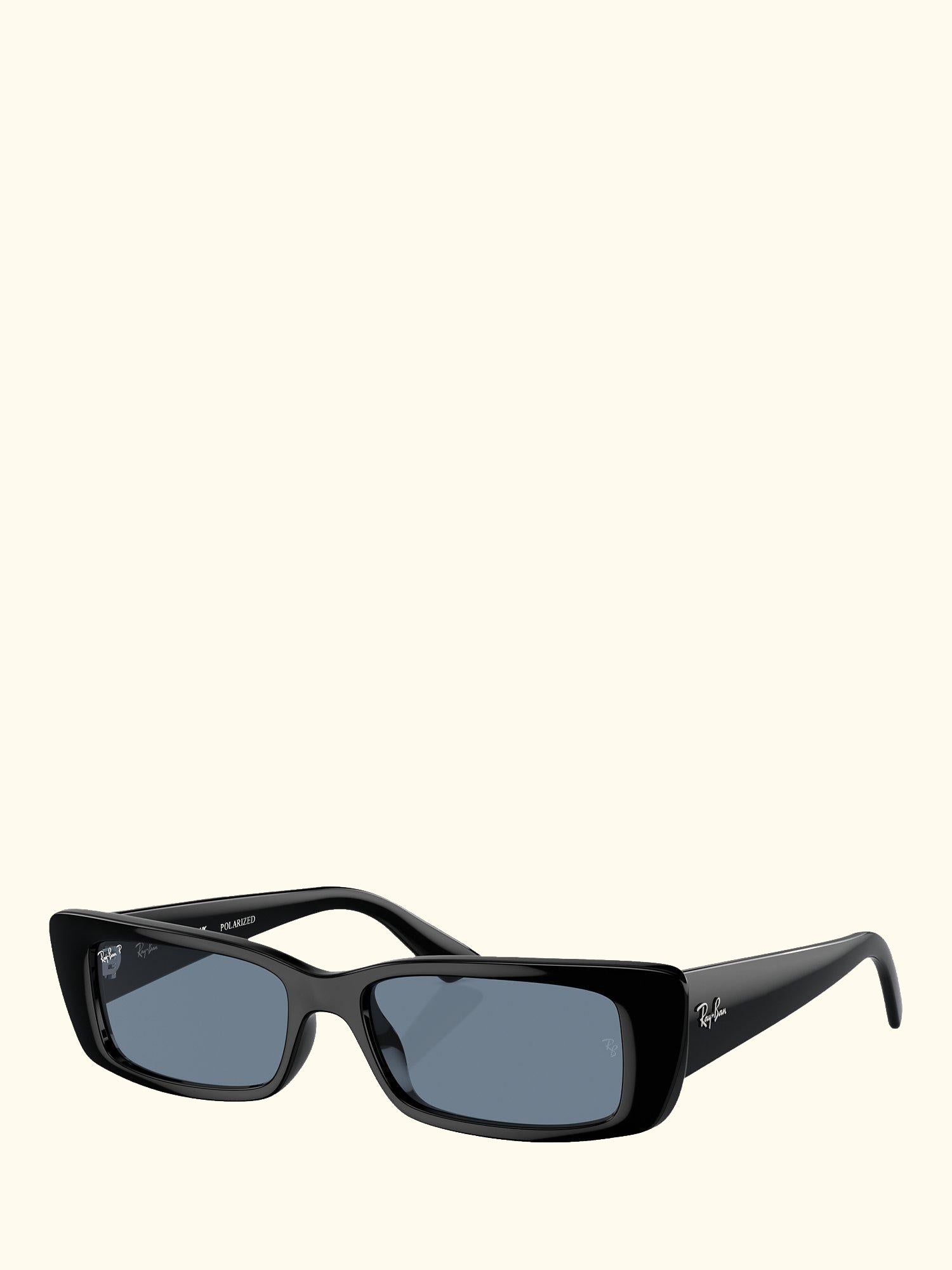 RB44256 Women's Polarised Rectangular Sunglasses, Black