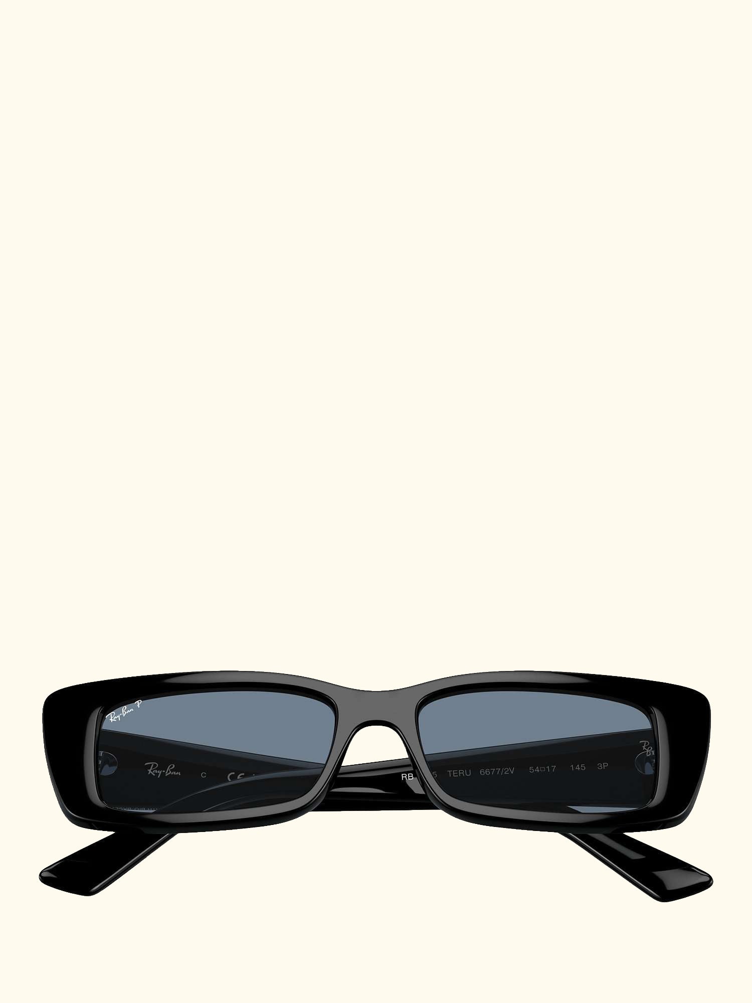 RB44256 Women's Polarised Rectangular Sunglasses, Black