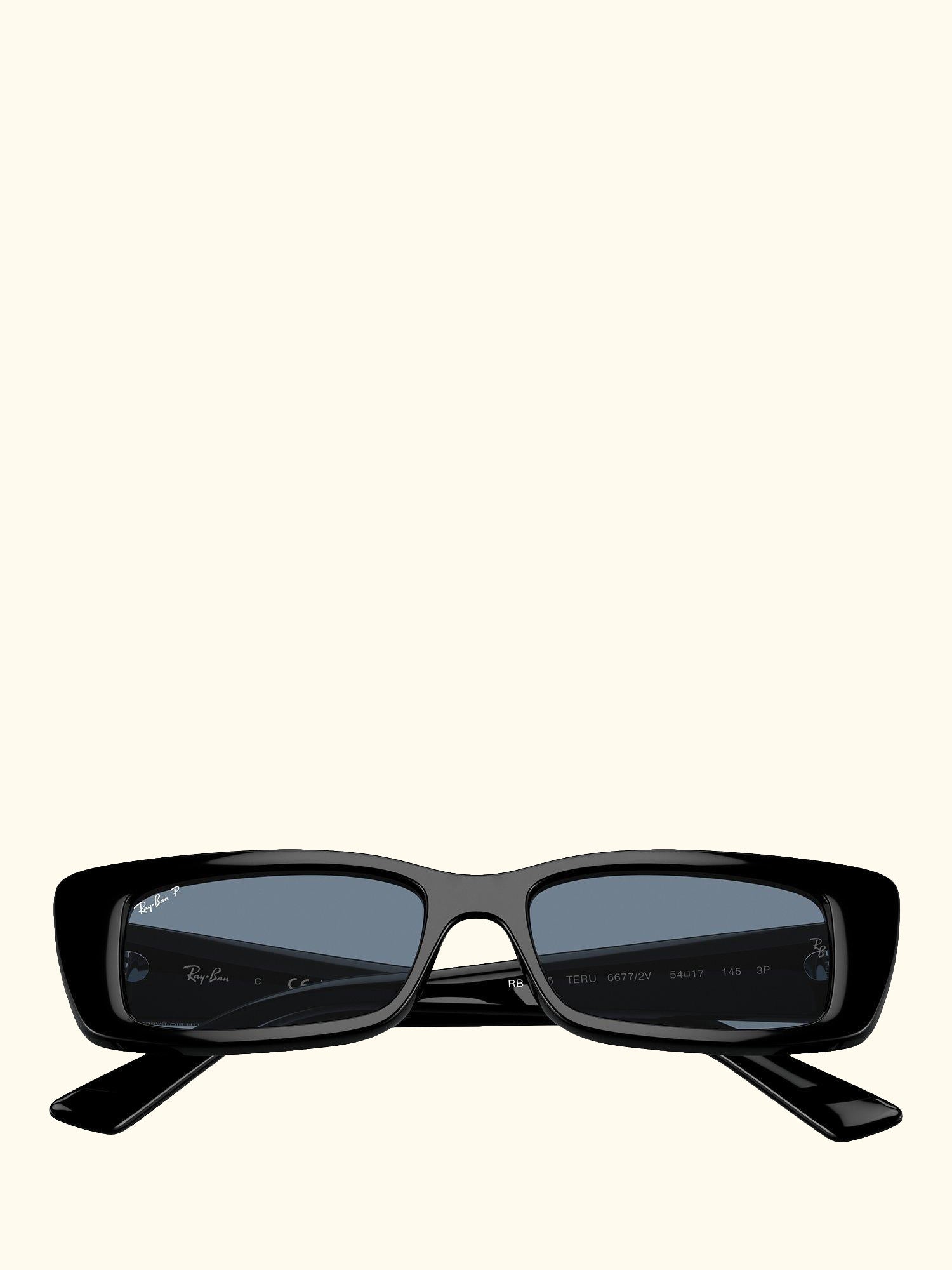 RB44256 Women's Polarised Rectangular Sunglasses, Black