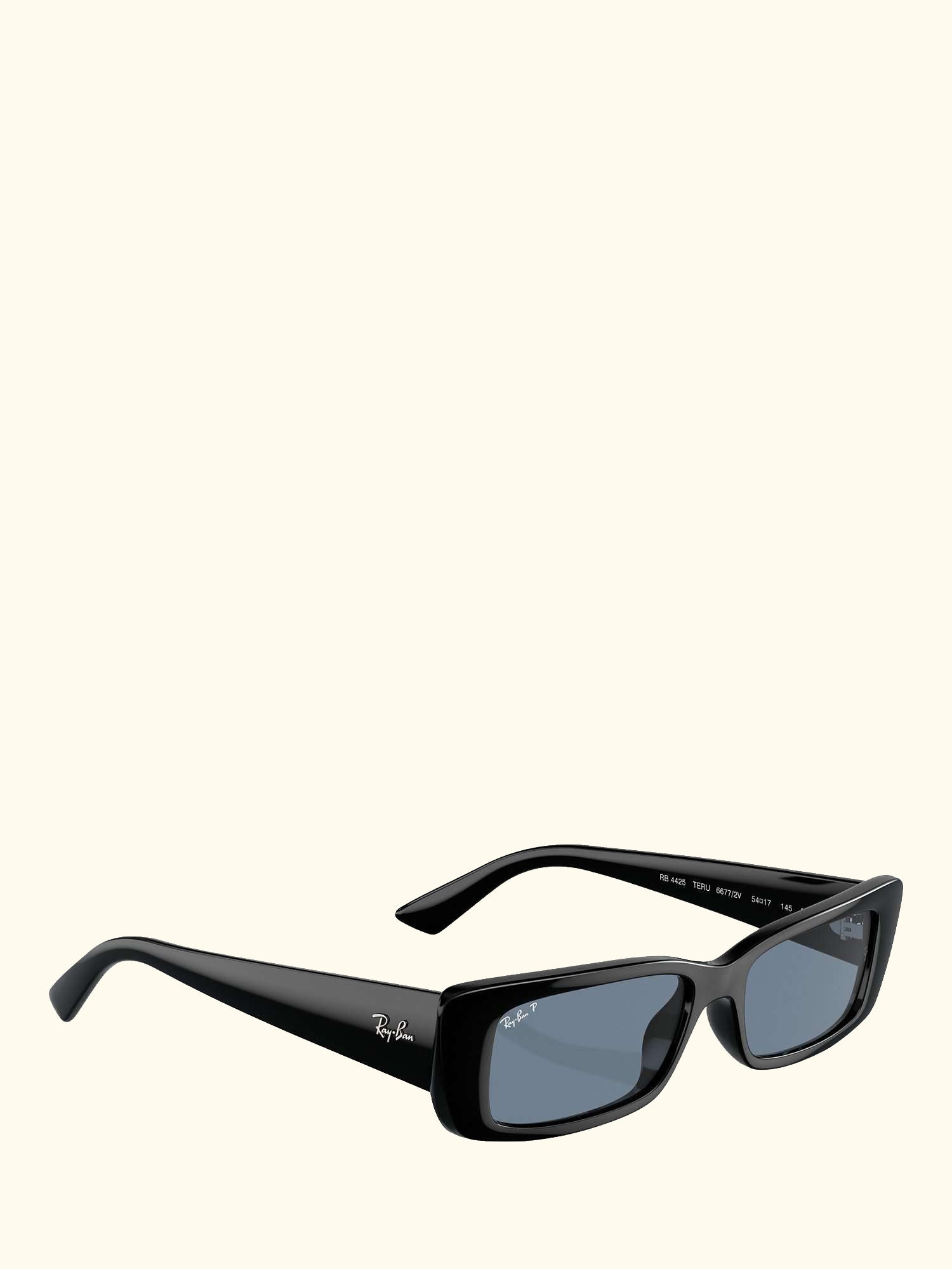 RB44256 Women's Polarised Rectangular Sunglasses, Black