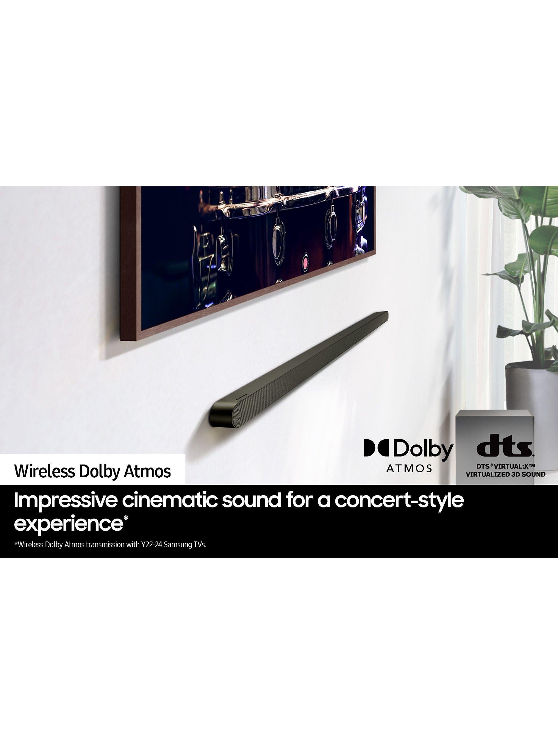 HW-S700D Bluetooth Wi-Fi Ultra Slim Soundbar with Dolby Atmos, DTS:X & Wireless Subwoofer, Black