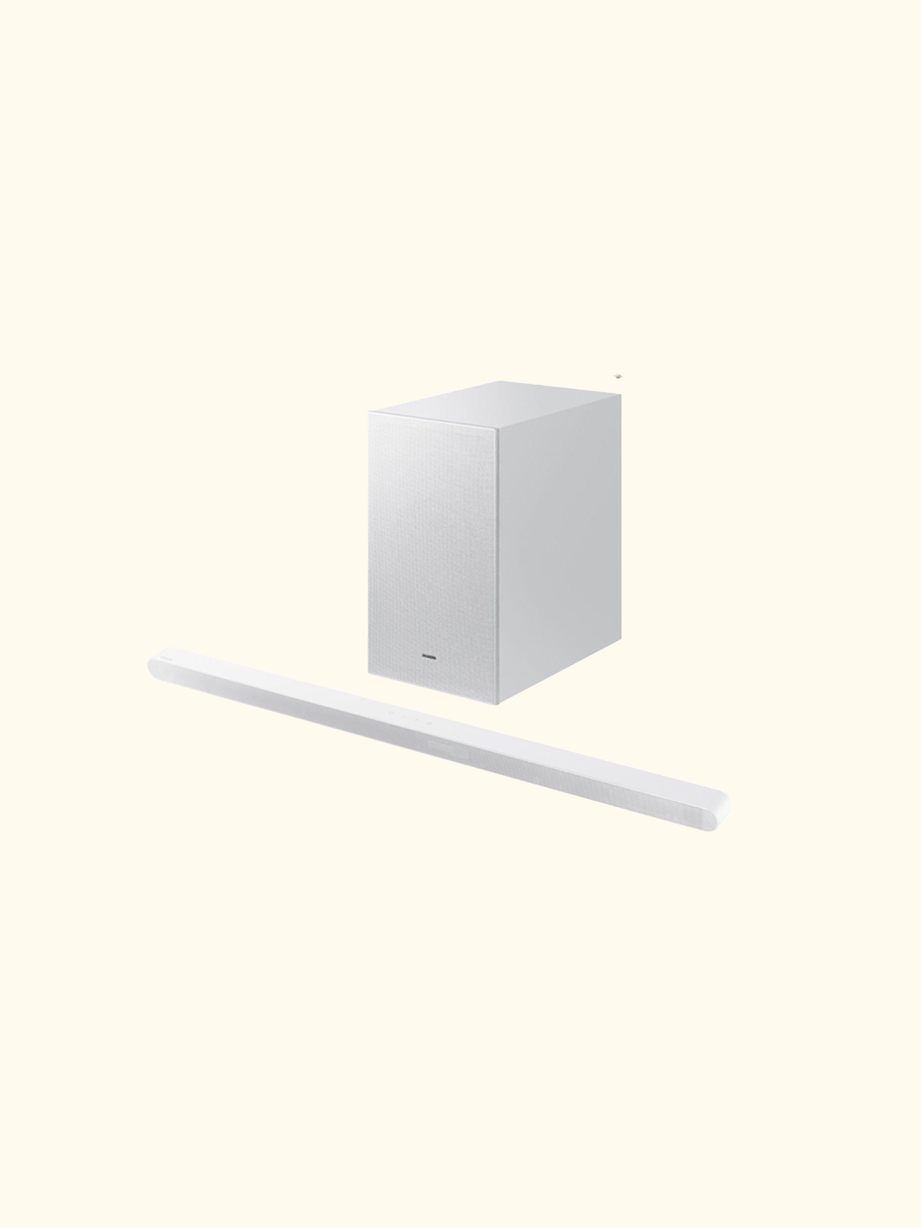 HW-S701D Bluetooth Wi-Fi Ultra Slim Soundbar with Dolby Atmos, DTS:X & Wireless Subwoofer, White