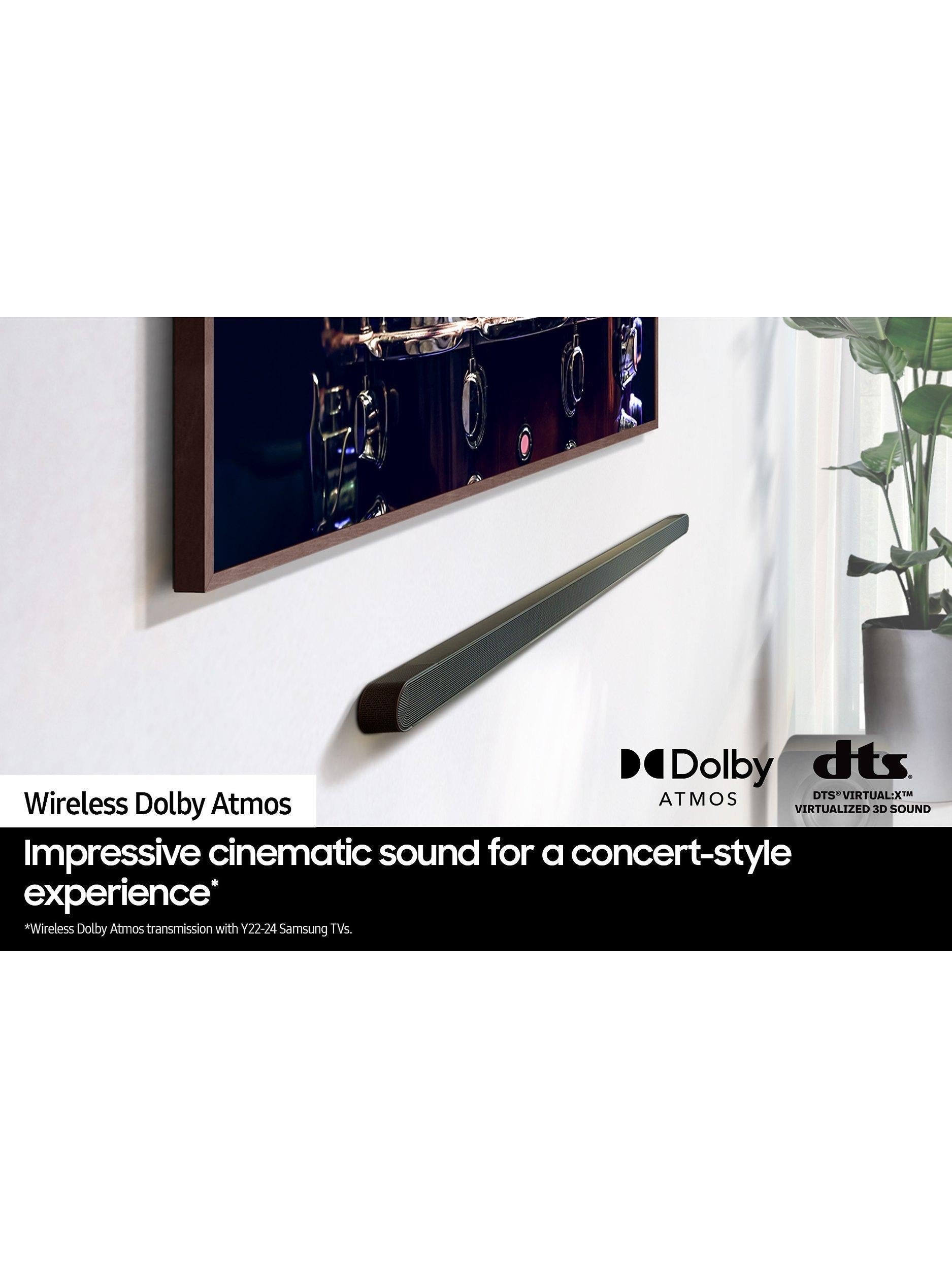 HW-S800D Bluetooth Wi-Fi Ultra Slim Soundbar with Dolby Atmos, DTS:X & Wireless Subwoofer, Black