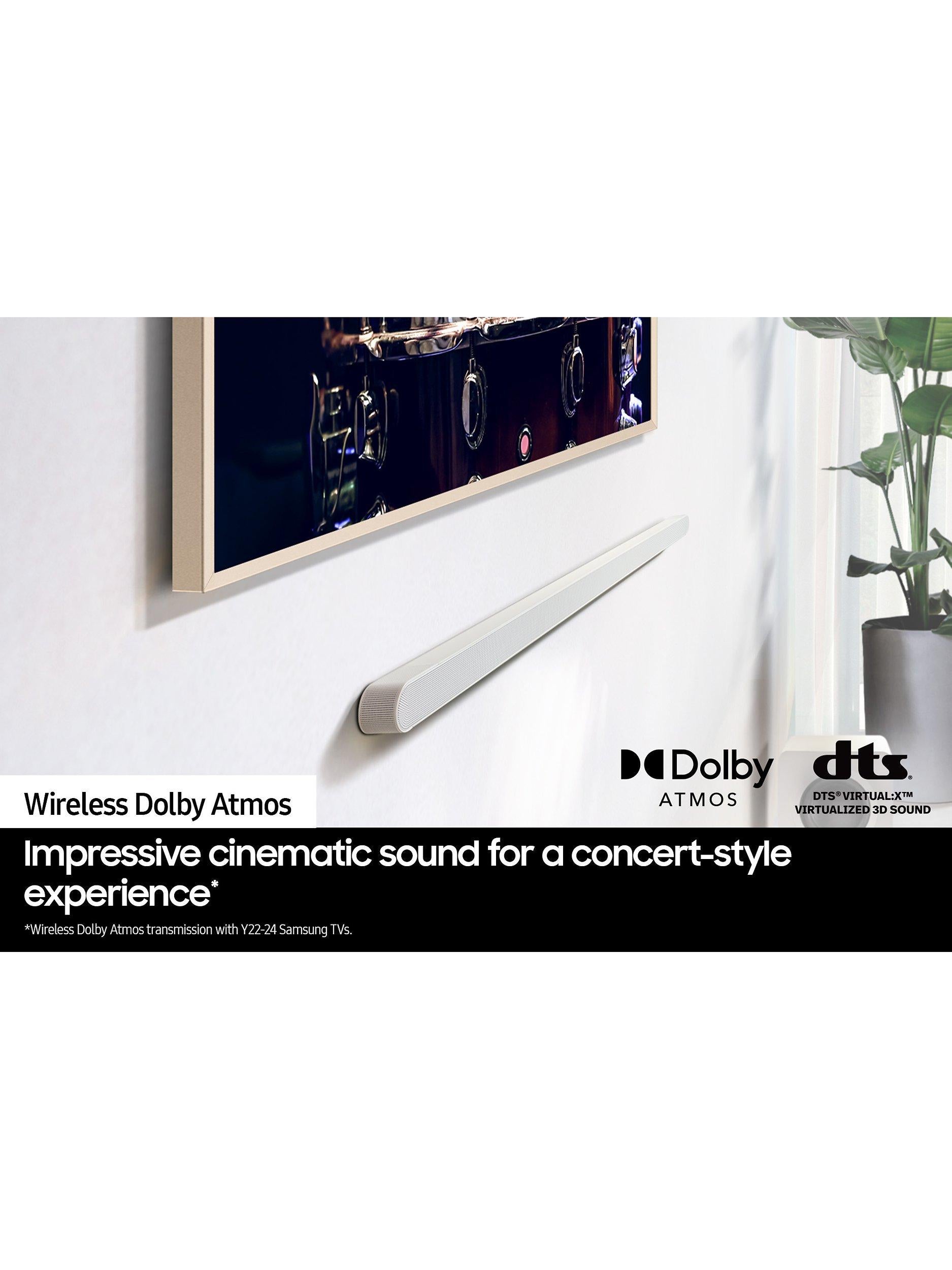 HW-S801D Bluetooth Wi-Fi Ultra Slim Soundbar with Dolby Atmos, DTS:X & Wireless Subwoofer, White