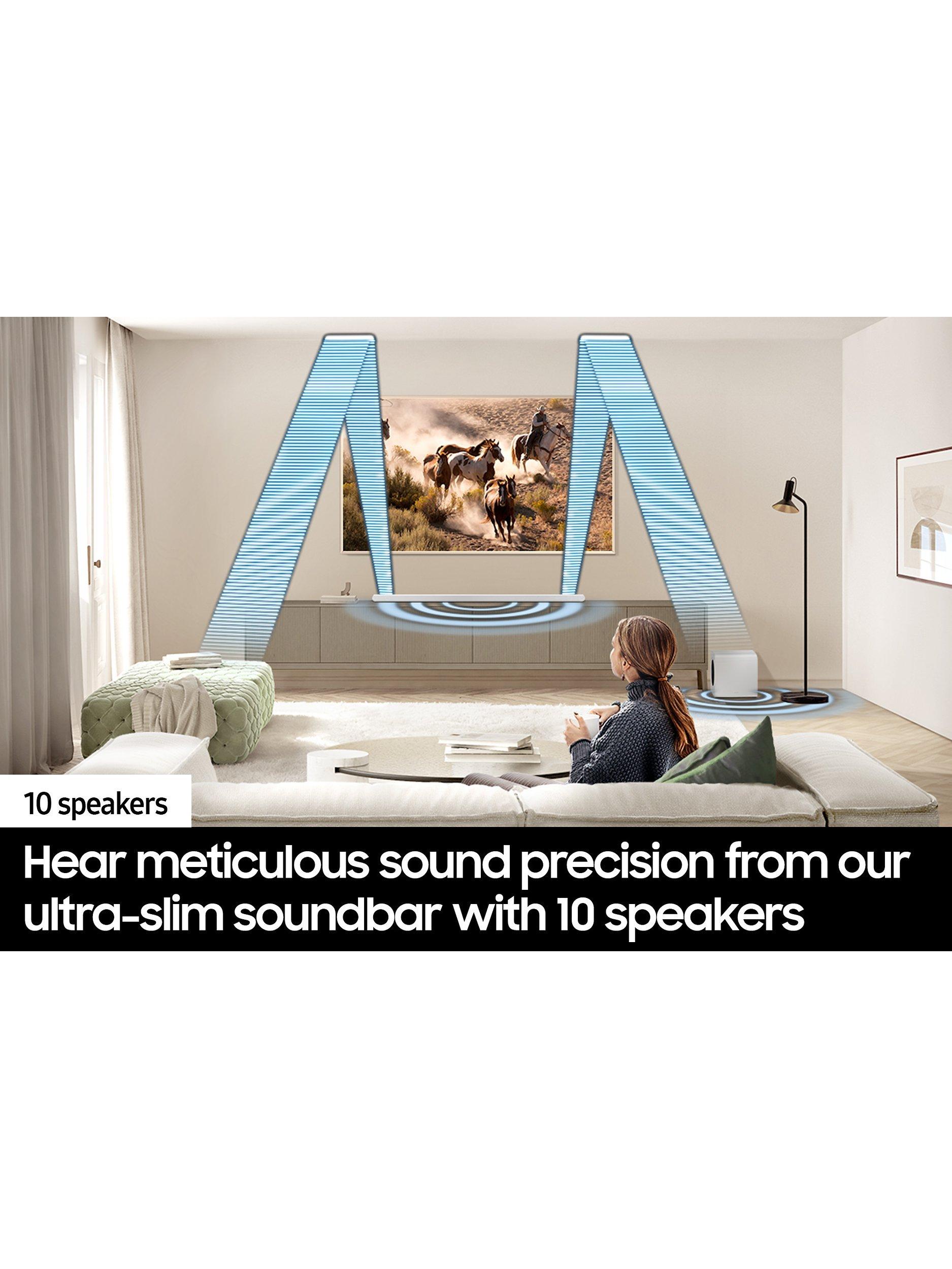 HW-S801D Bluetooth Wi-Fi Ultra Slim Soundbar with Dolby Atmos, DTS:X & Wireless Subwoofer, White