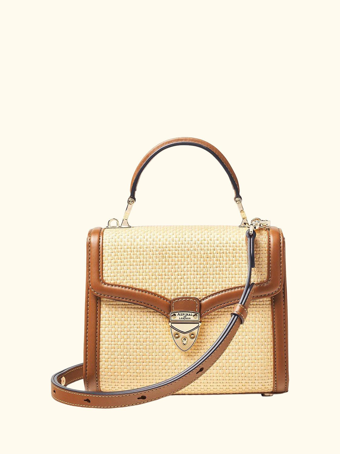 Midi Mayfair Raffia Cross Body Bag, Natural/Tan