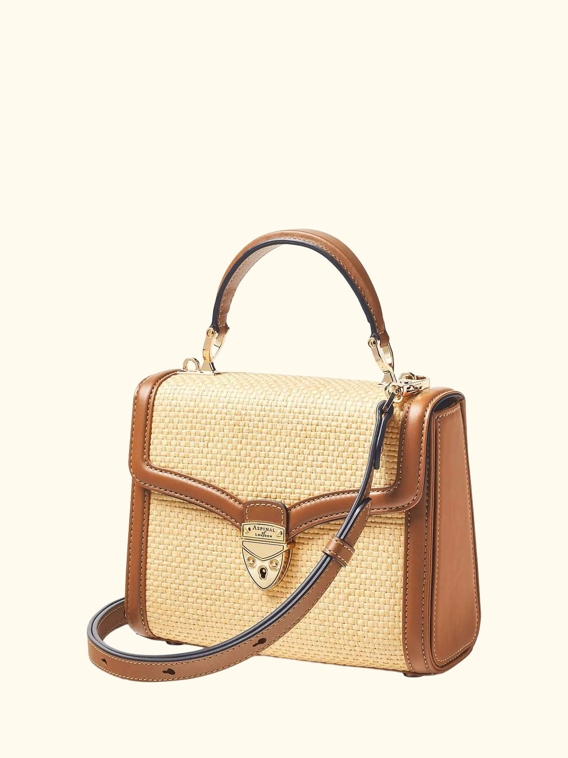 Midi Mayfair Raffia Cross Body Bag, Natural/Tan