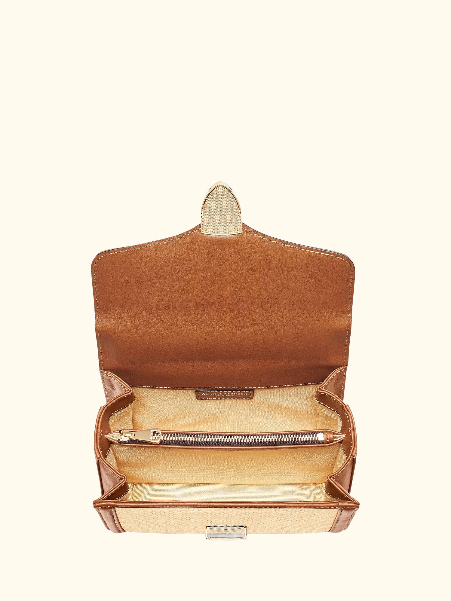 Midi Mayfair Raffia Cross Body Bag, Natural/Tan
