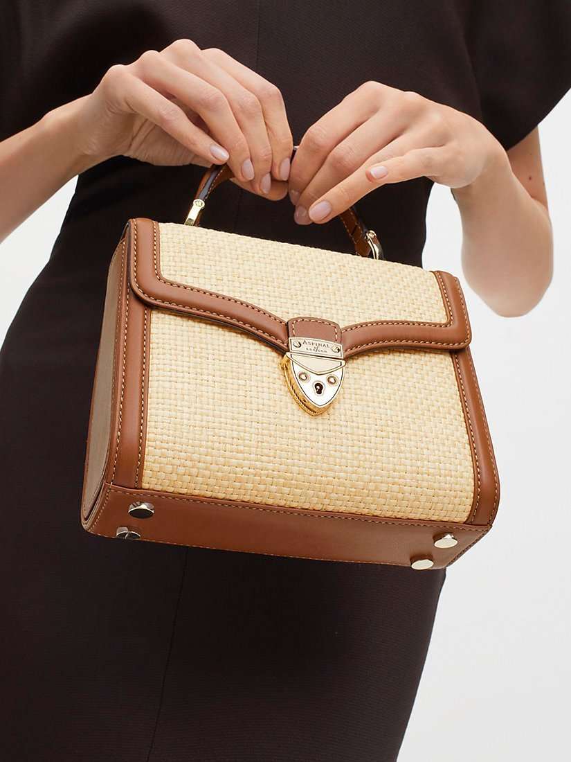 Midi Mayfair Raffia Cross Body Bag, Natural/Tan