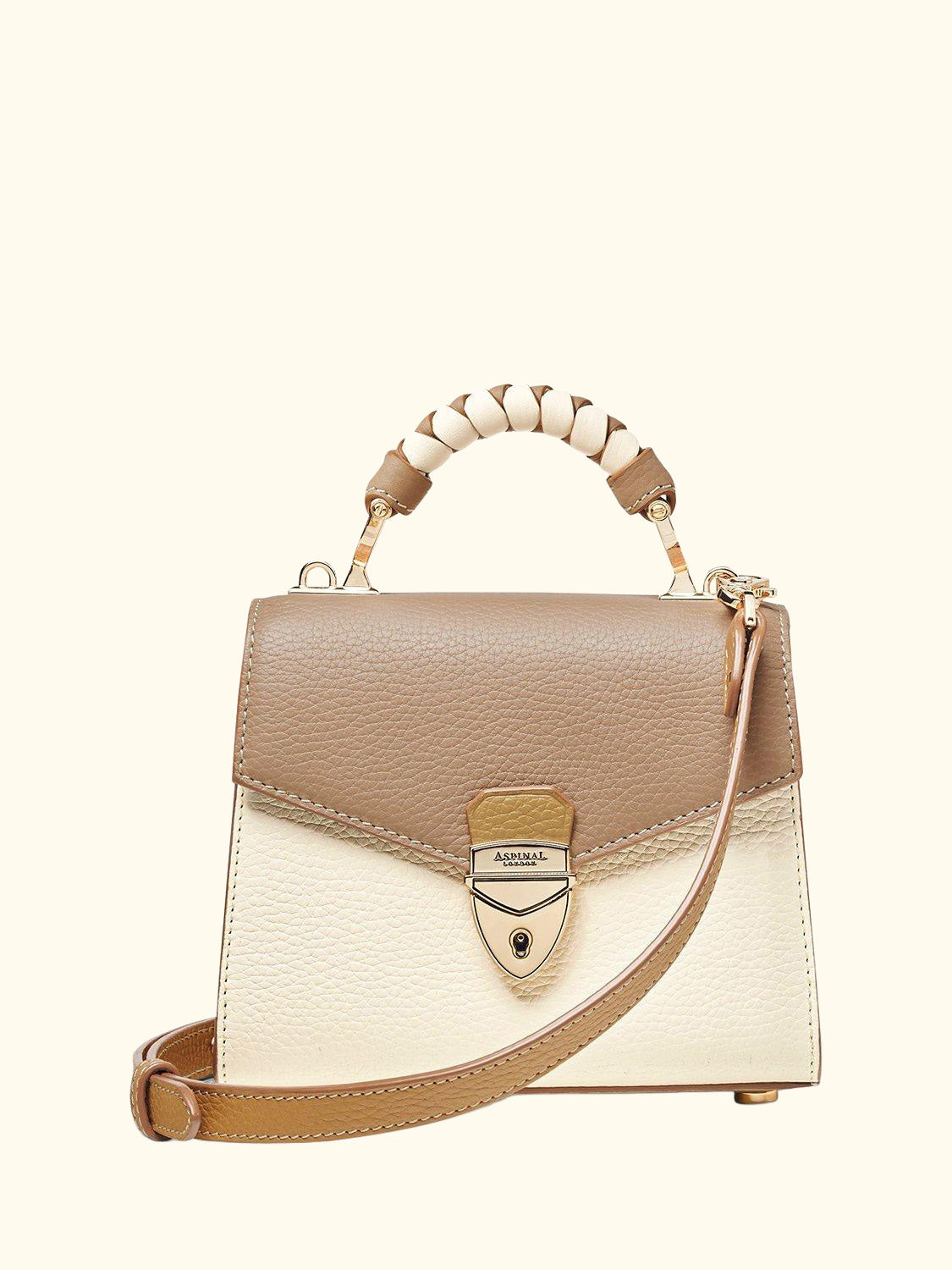 Mini Mayfair 2.0 Cross Body Bag, Taupe/Ivory