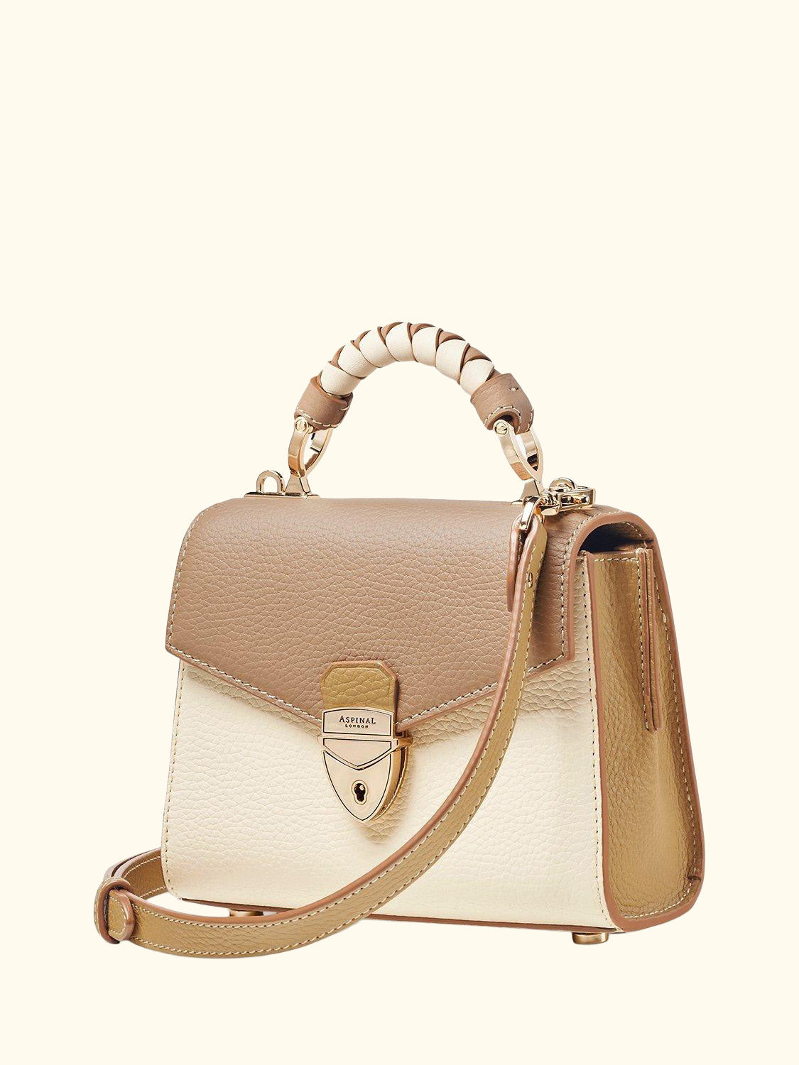 Mini Mayfair 2.0 Cross Body Bag, Taupe/Ivory
