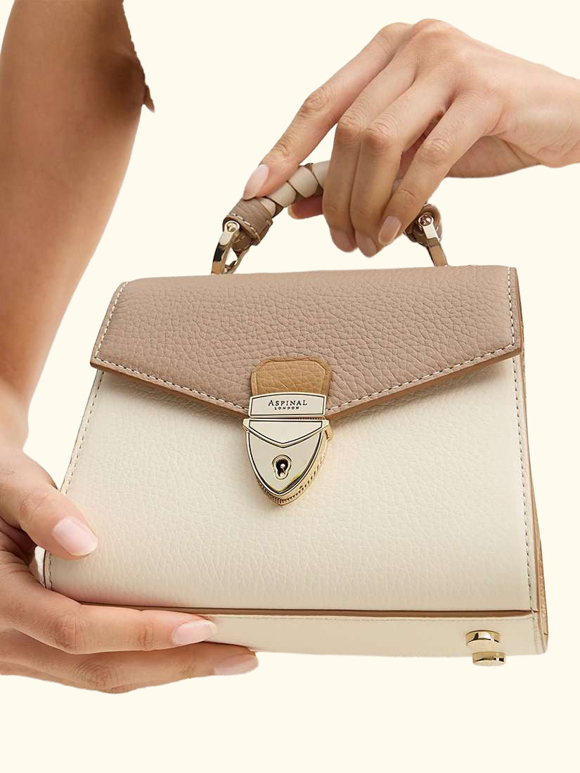 Mini Mayfair 2.0 Cross Body Bag, Taupe/Ivory
