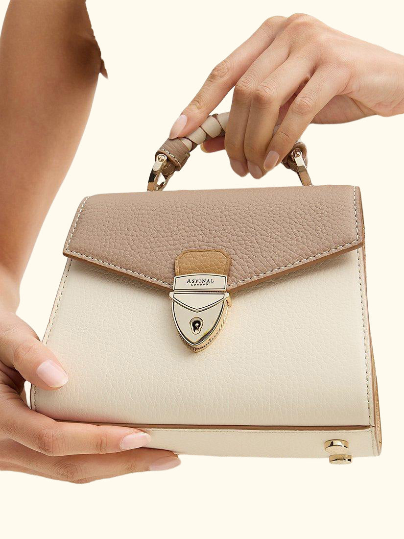 Mini Mayfair 2.0 Cross Body Bag, Taupe/Ivory