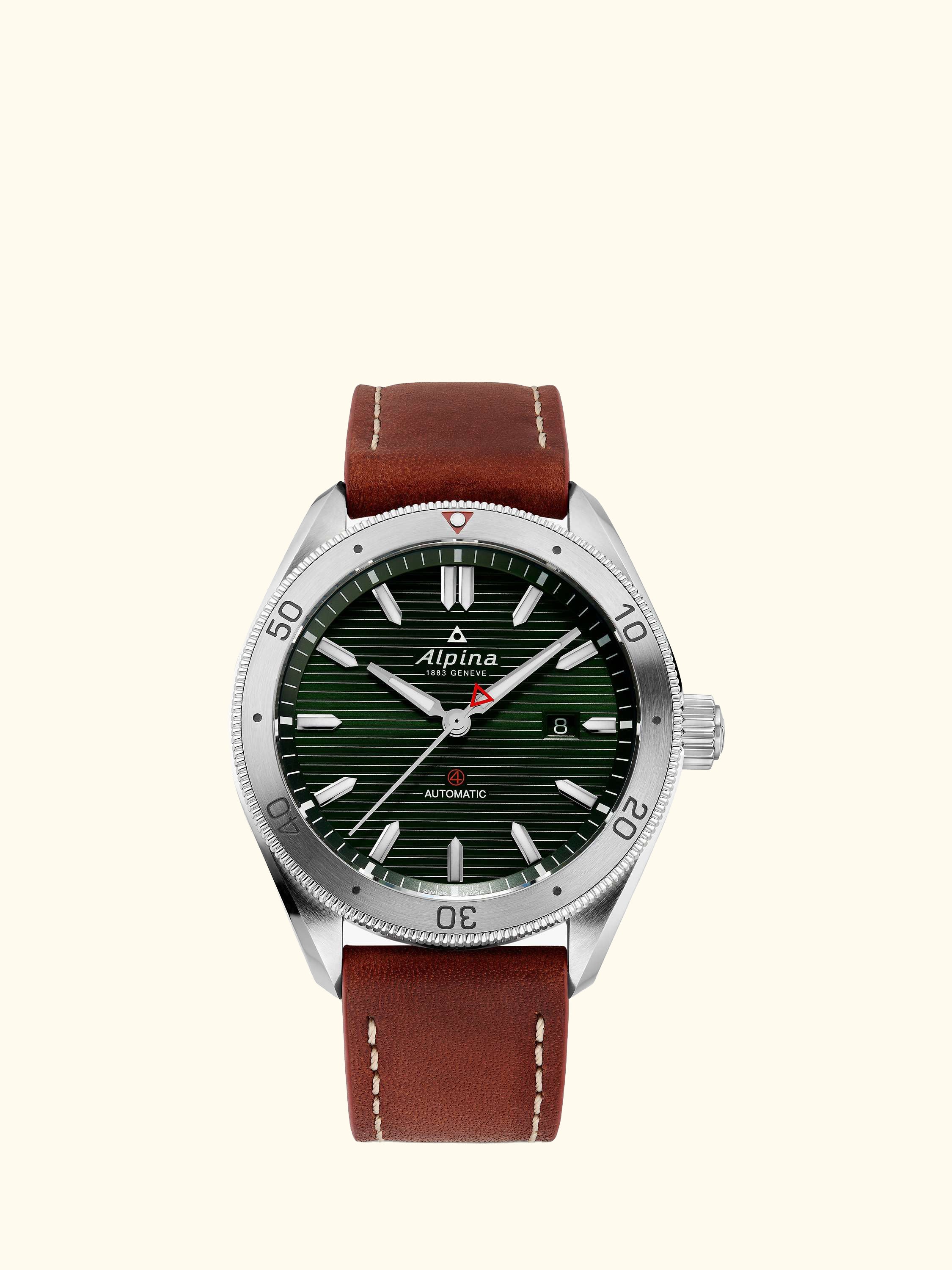 AL-525GR5AQ6 Men's Alpiner 4 Date Automatic Leather Strap Watch, Brown/Green