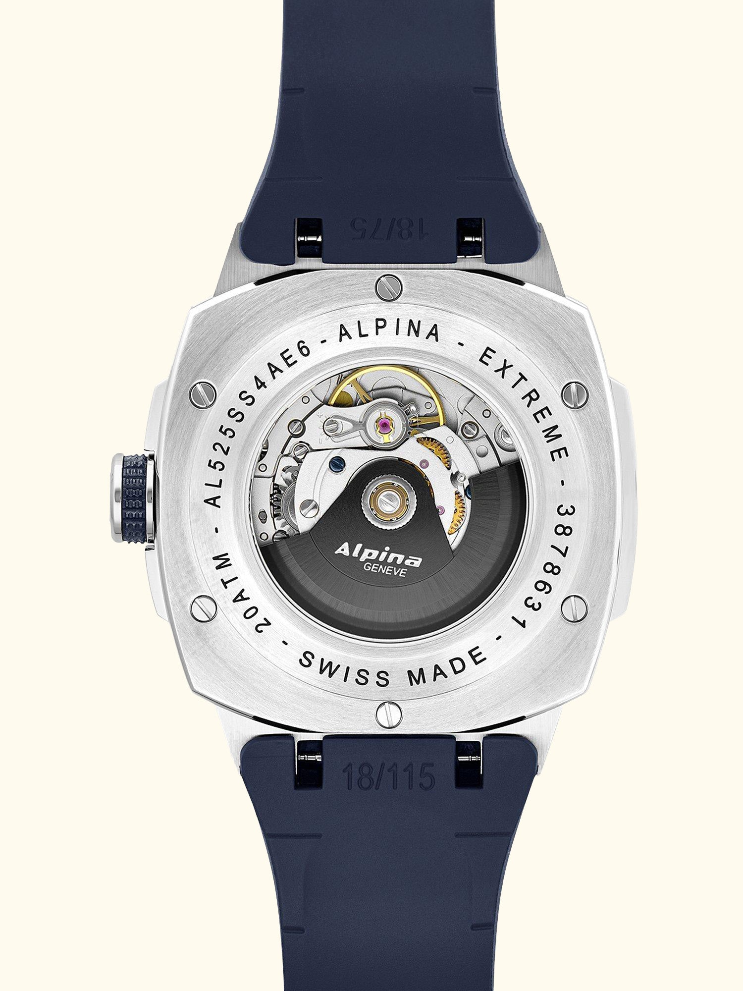 AL-525N4AE6 Men's Alpiner Extreme Date Automatic Rubber Strap Watch, Blue