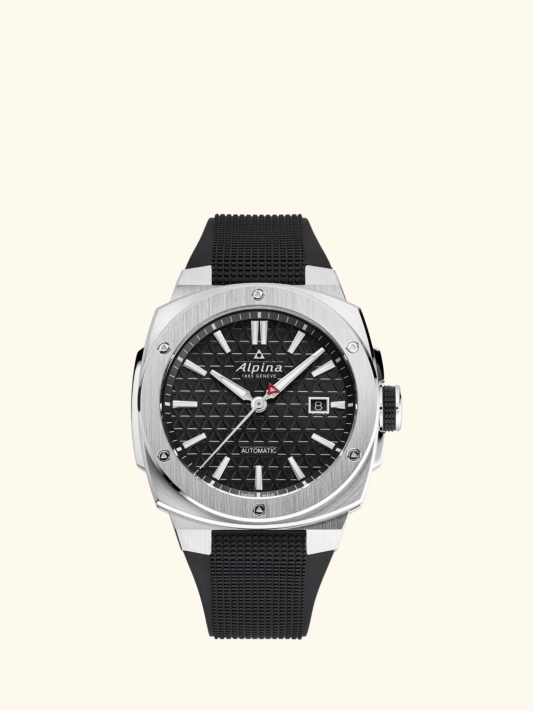 AL-525B4AE6 Men's Alpiner Extreme Date Automatic Rubber Strap Watch, Black