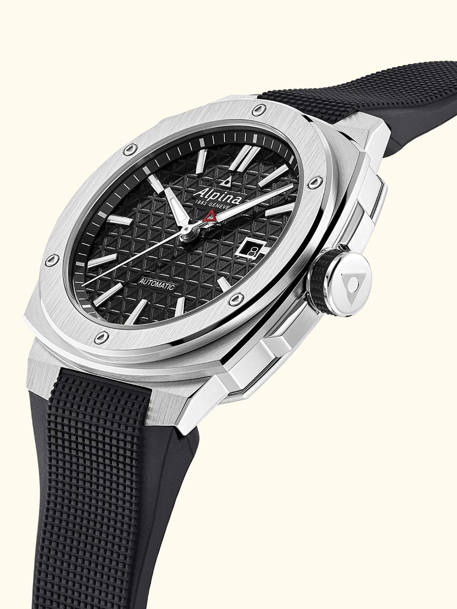 AL-525B4AE6 Men's Alpiner Extreme Date Automatic Rubber Strap Watch, Black