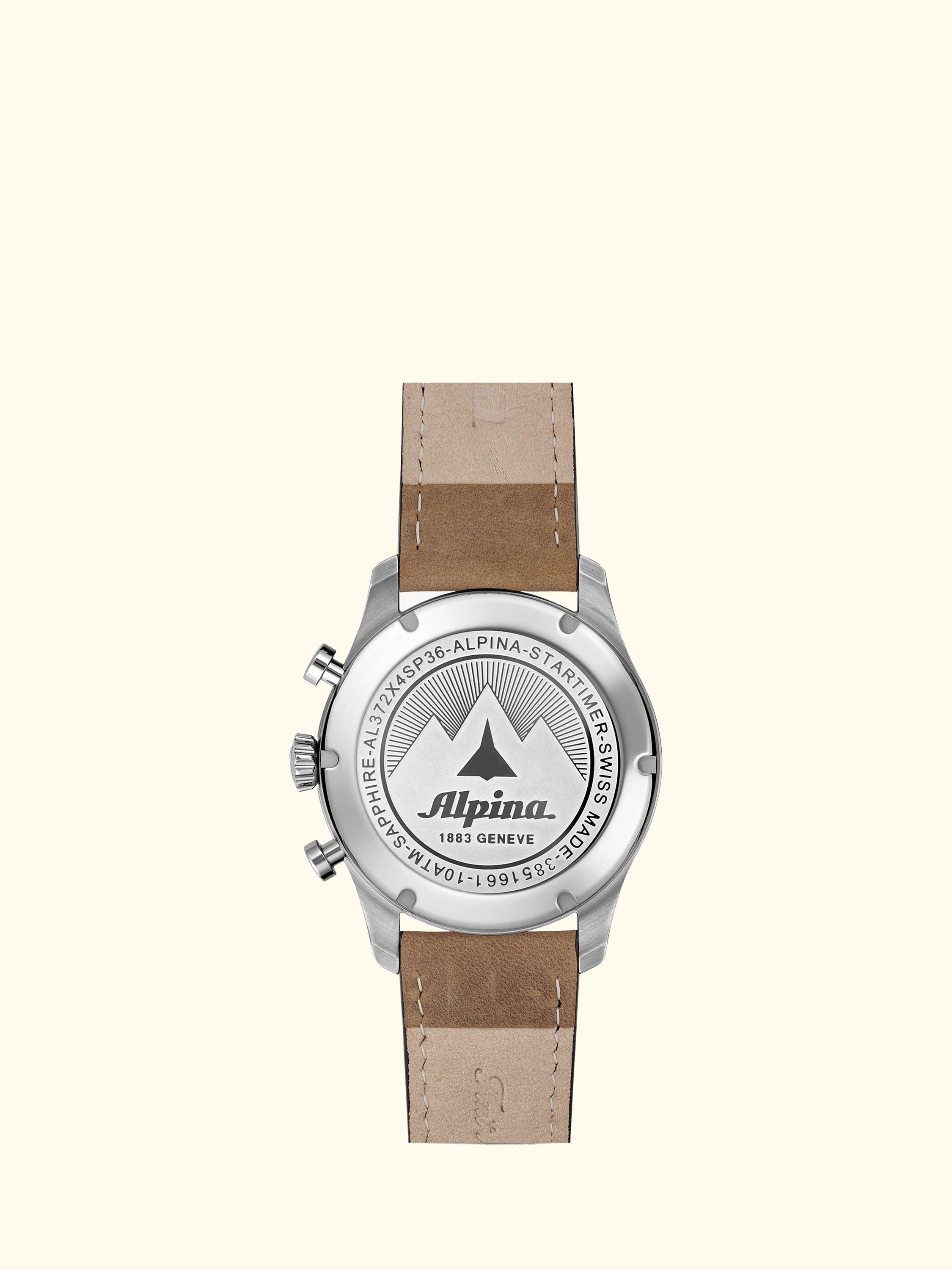 AL-372NW4S26 Men's Startimer Pilot Date Chronograph Leather Strap Watch, Brown/Blue