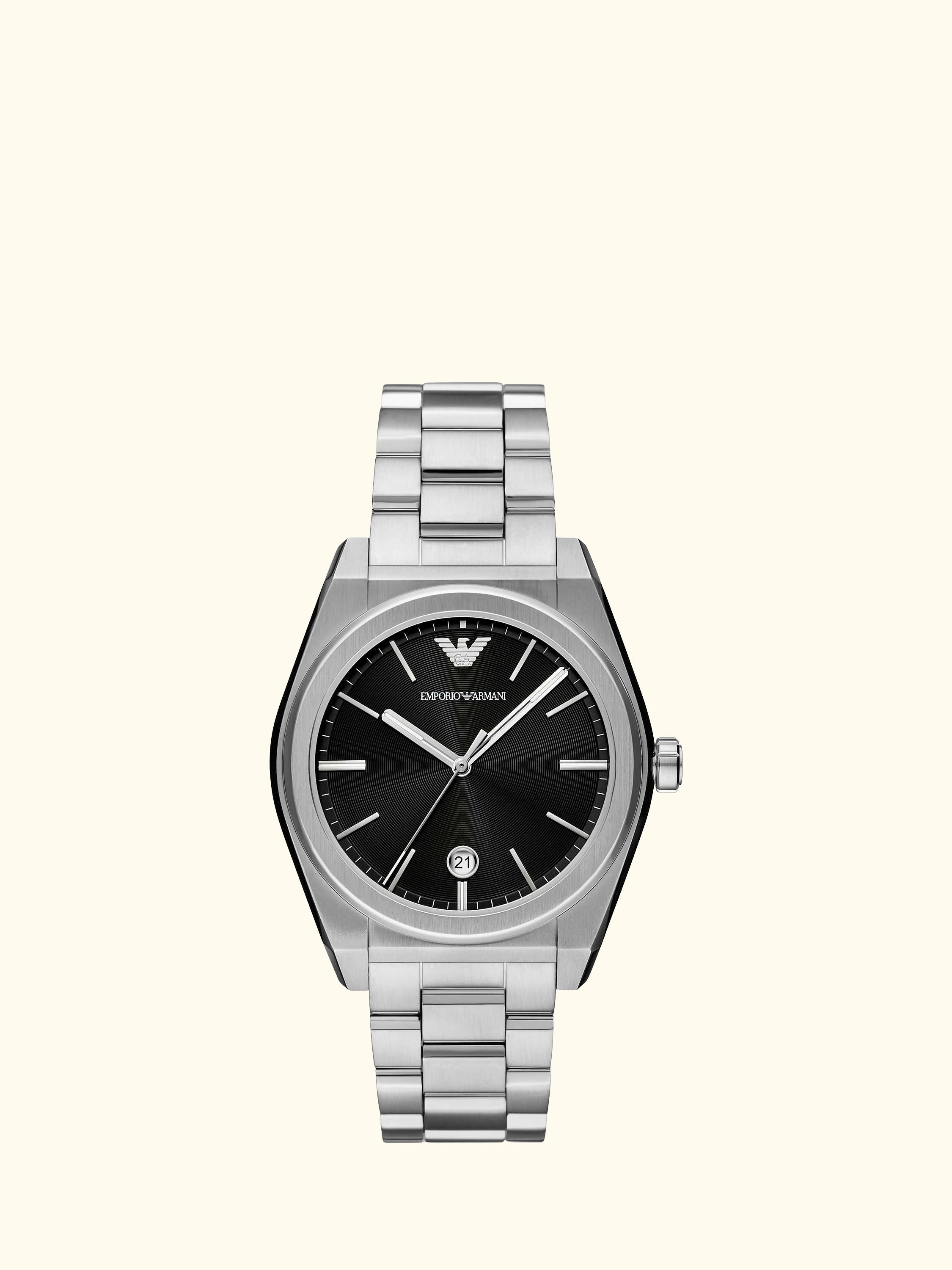 Men's Federico Date Bracelet Strap Watch, Silver/Black AR11622