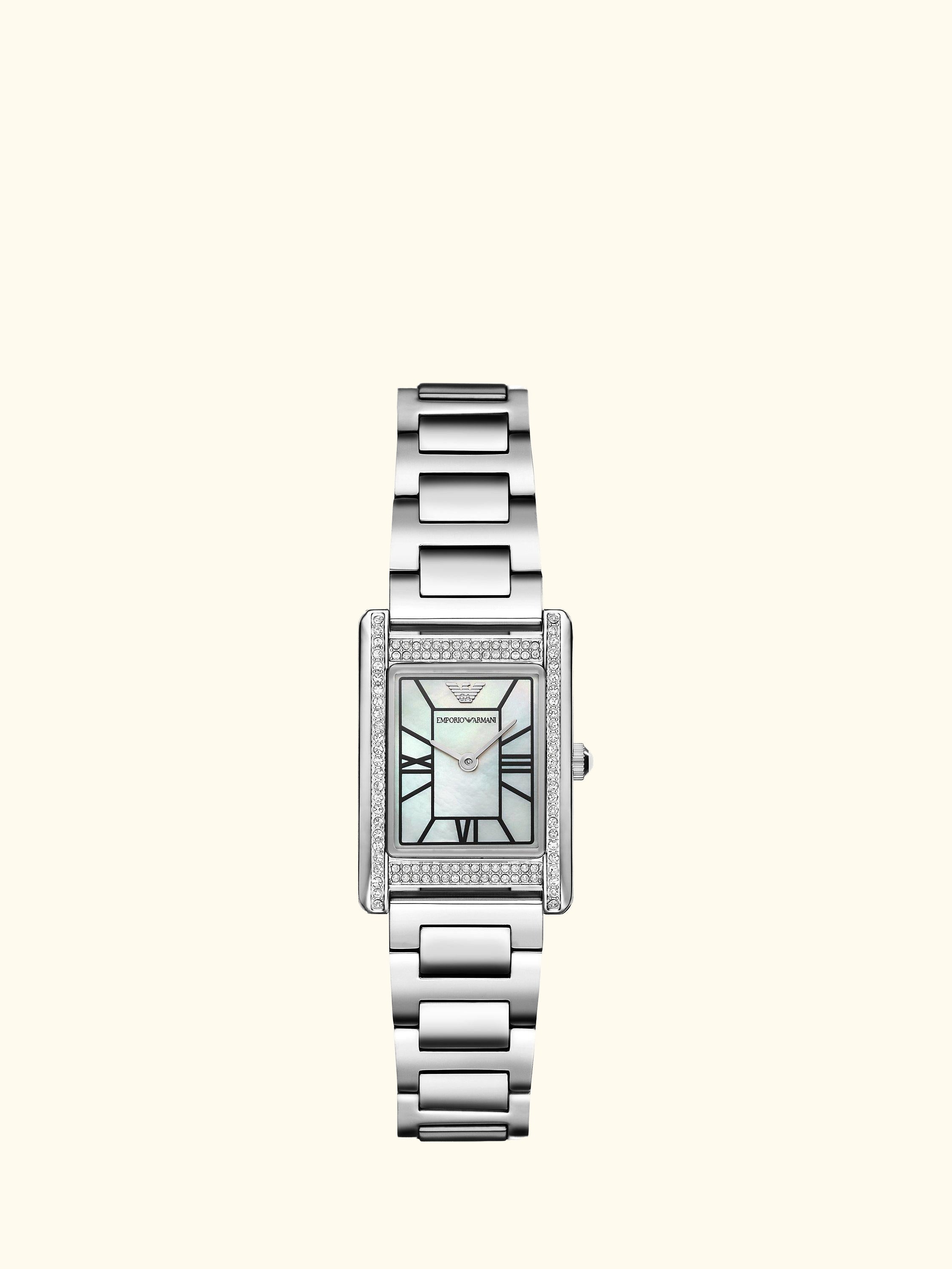 AR11625 Women's Crystal Bracelet Strap Watch, Silver