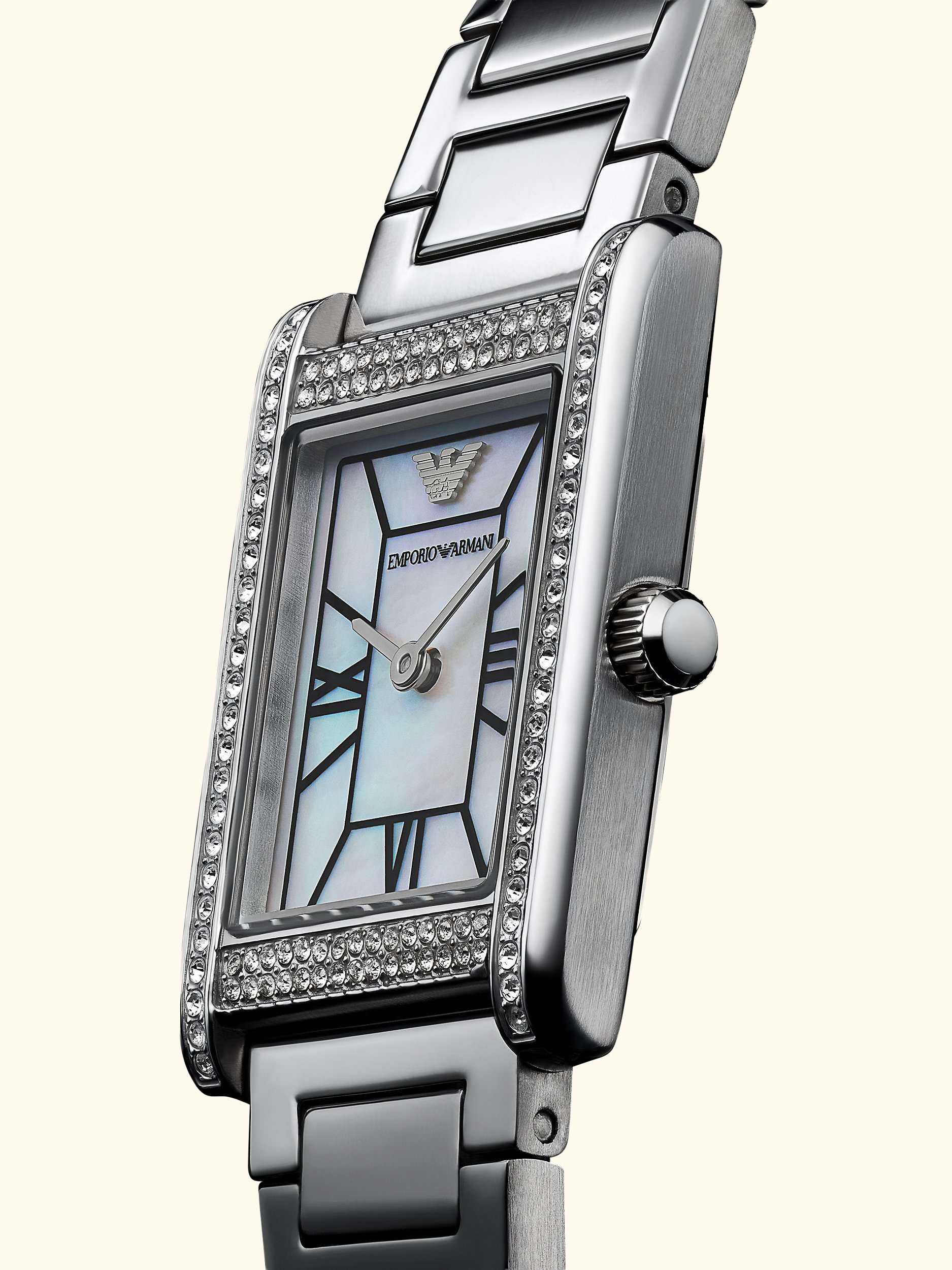 AR11625 Women's Crystal Bracelet Strap Watch, Silver