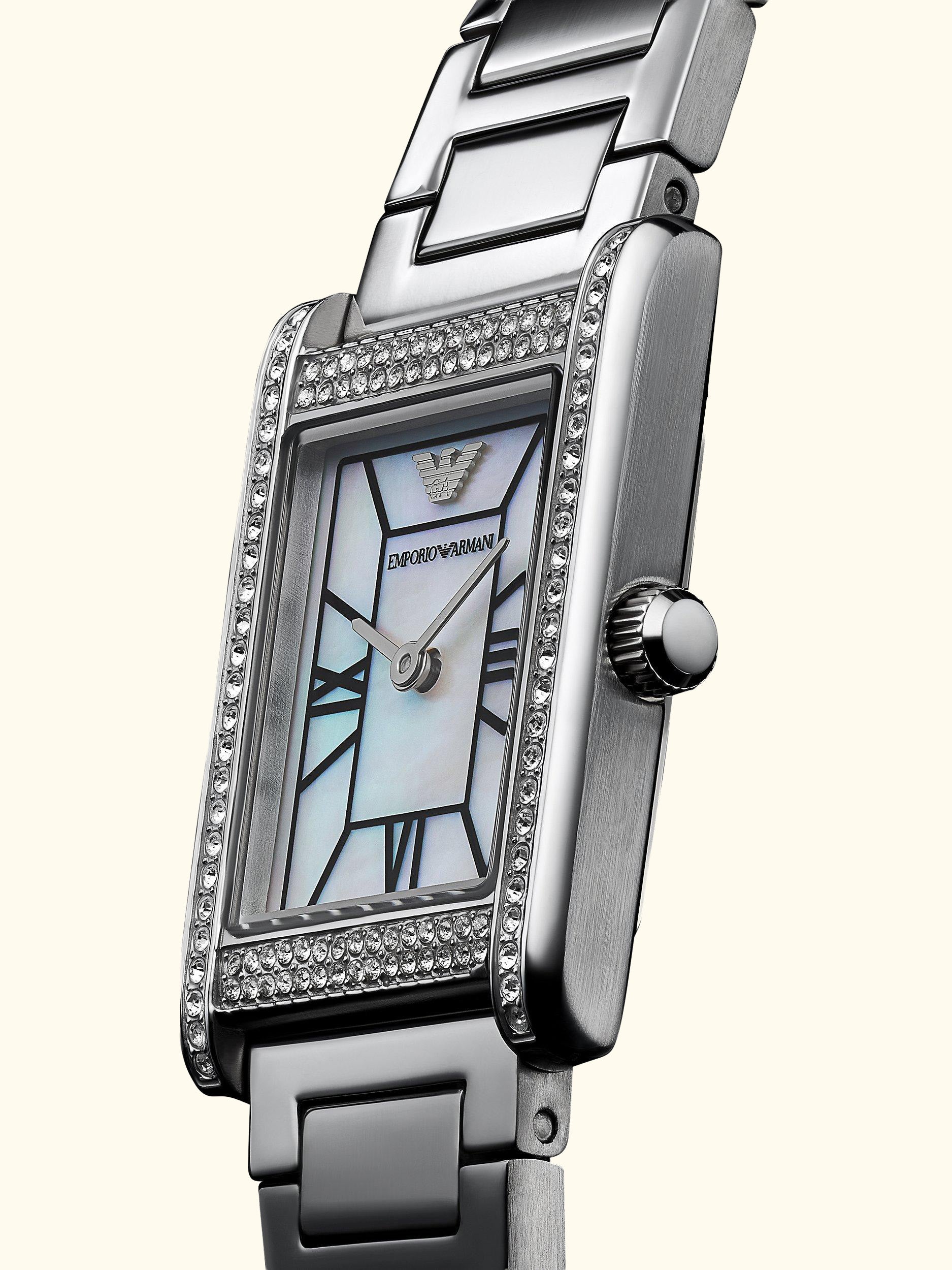AR11625 Women's Crystal Bracelet Strap Watch, Silver