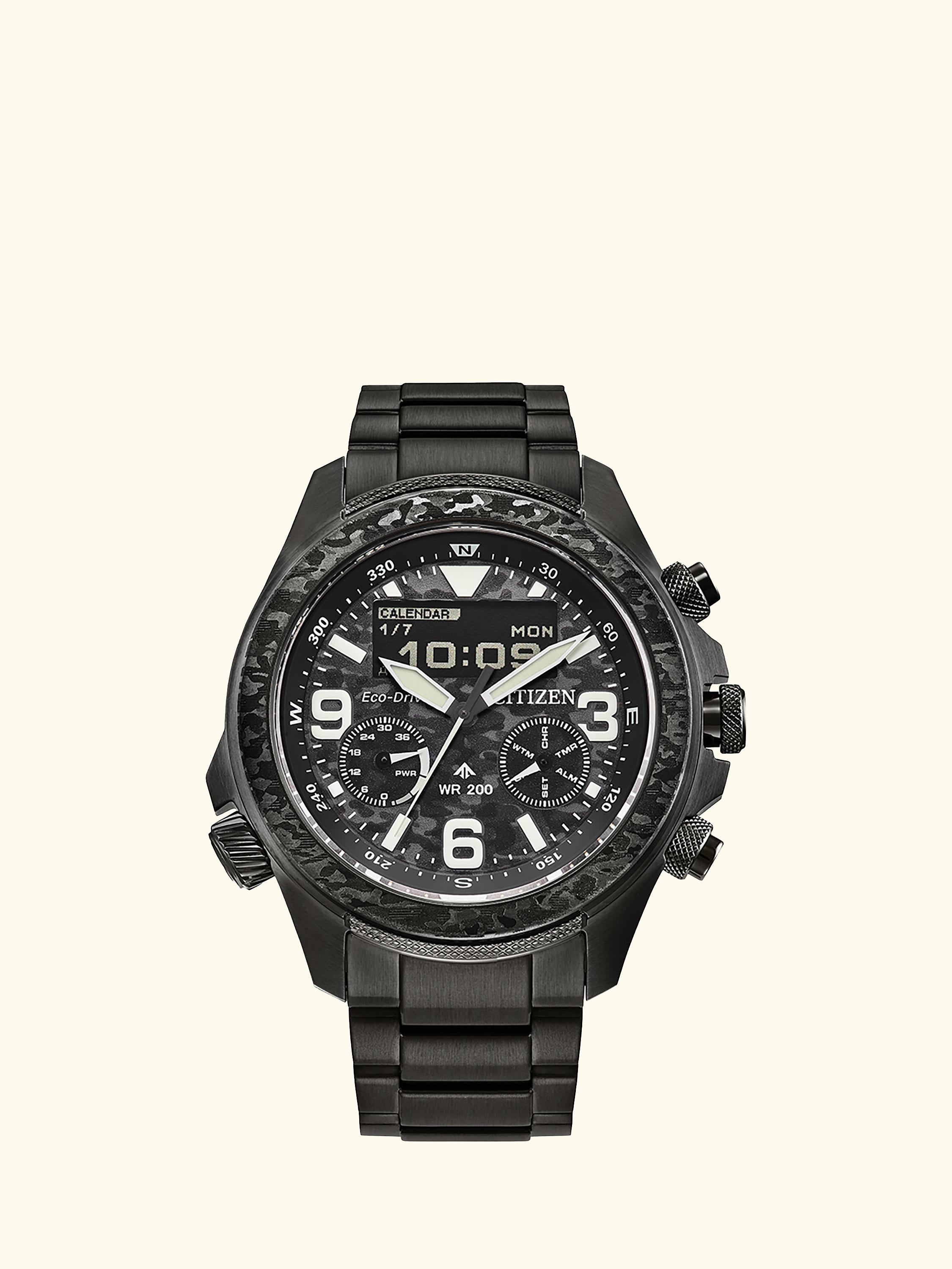 JV1008-63E Men's Promaster Land Chronograph Bracelet Strap Watch, Grey