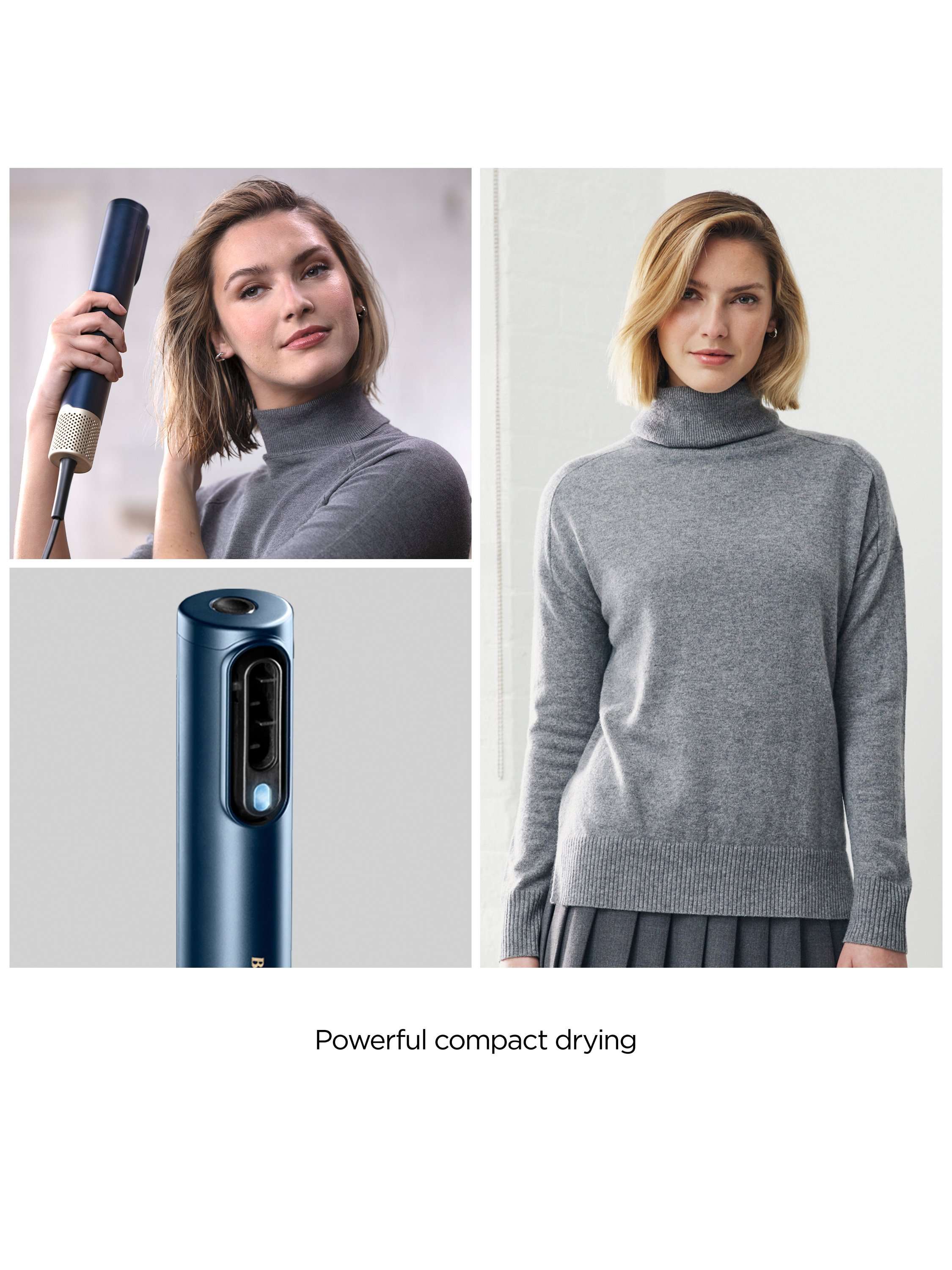Air Wand Hair Dryer, Straightener and Styler All-in-One, Navy/Gold