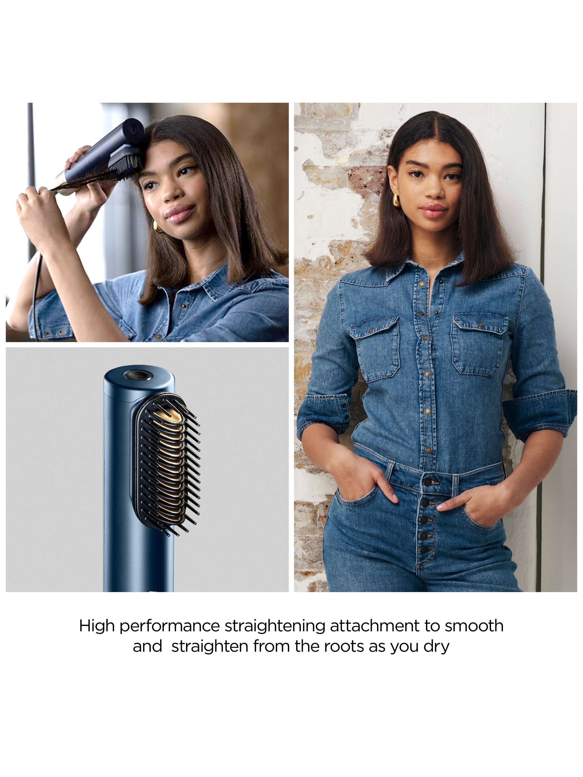 Air Wand Hair Dryer, Straightener and Styler All-in-One, Navy/Gold