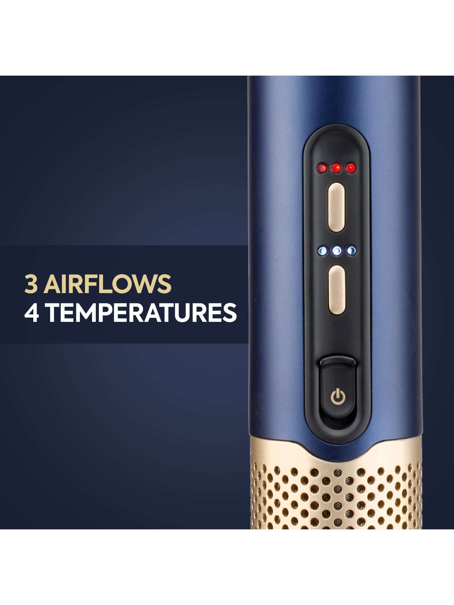 Air Wand Hair Dryer, Straightener and Styler All-in-One, Navy/Gold