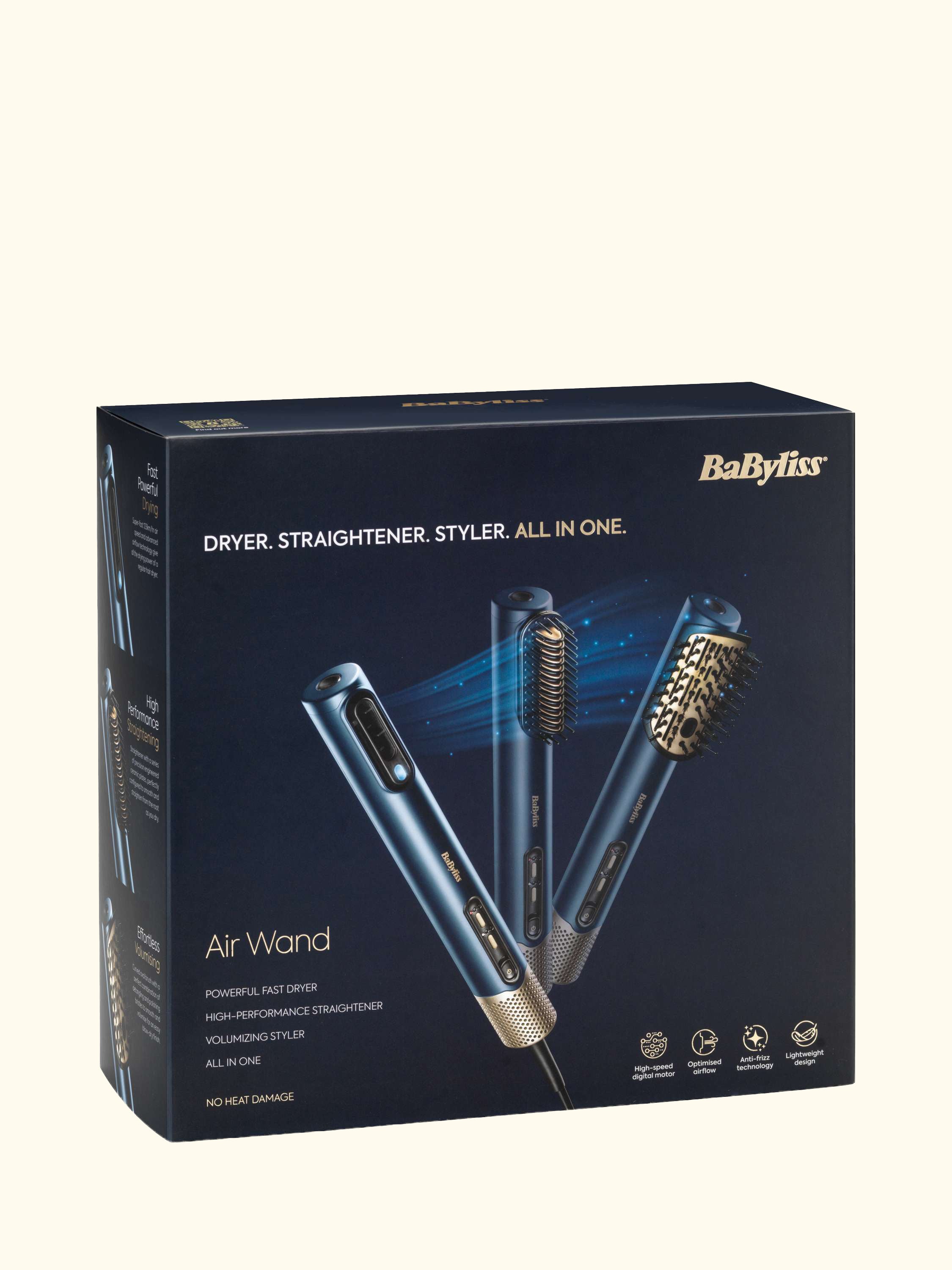 Air Wand Hair Dryer, Straightener and Styler All-in-One, Navy/Gold
