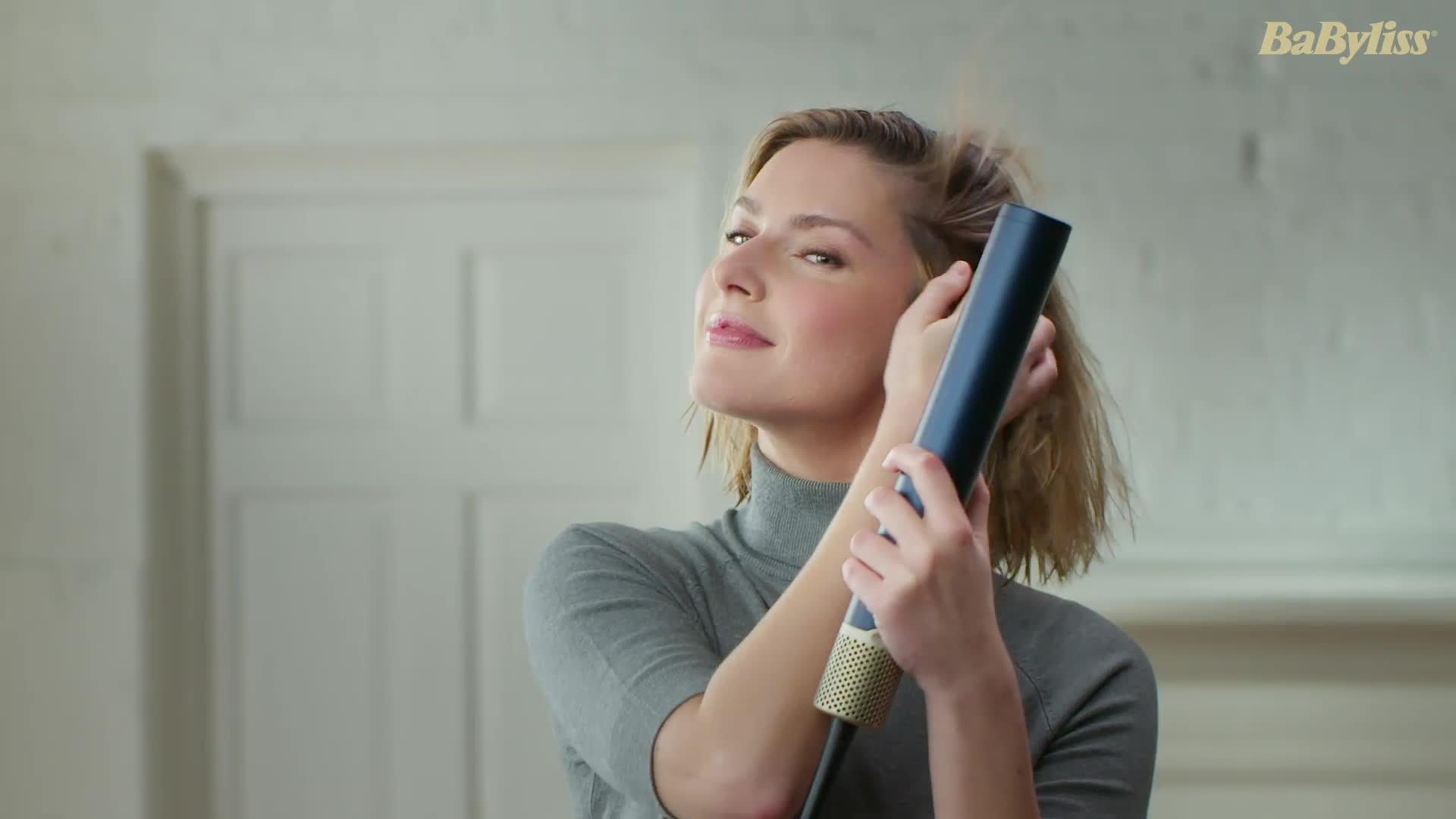 Air Wand Hair Dryer, Straightener and Styler All-in-One, Navy/Gold